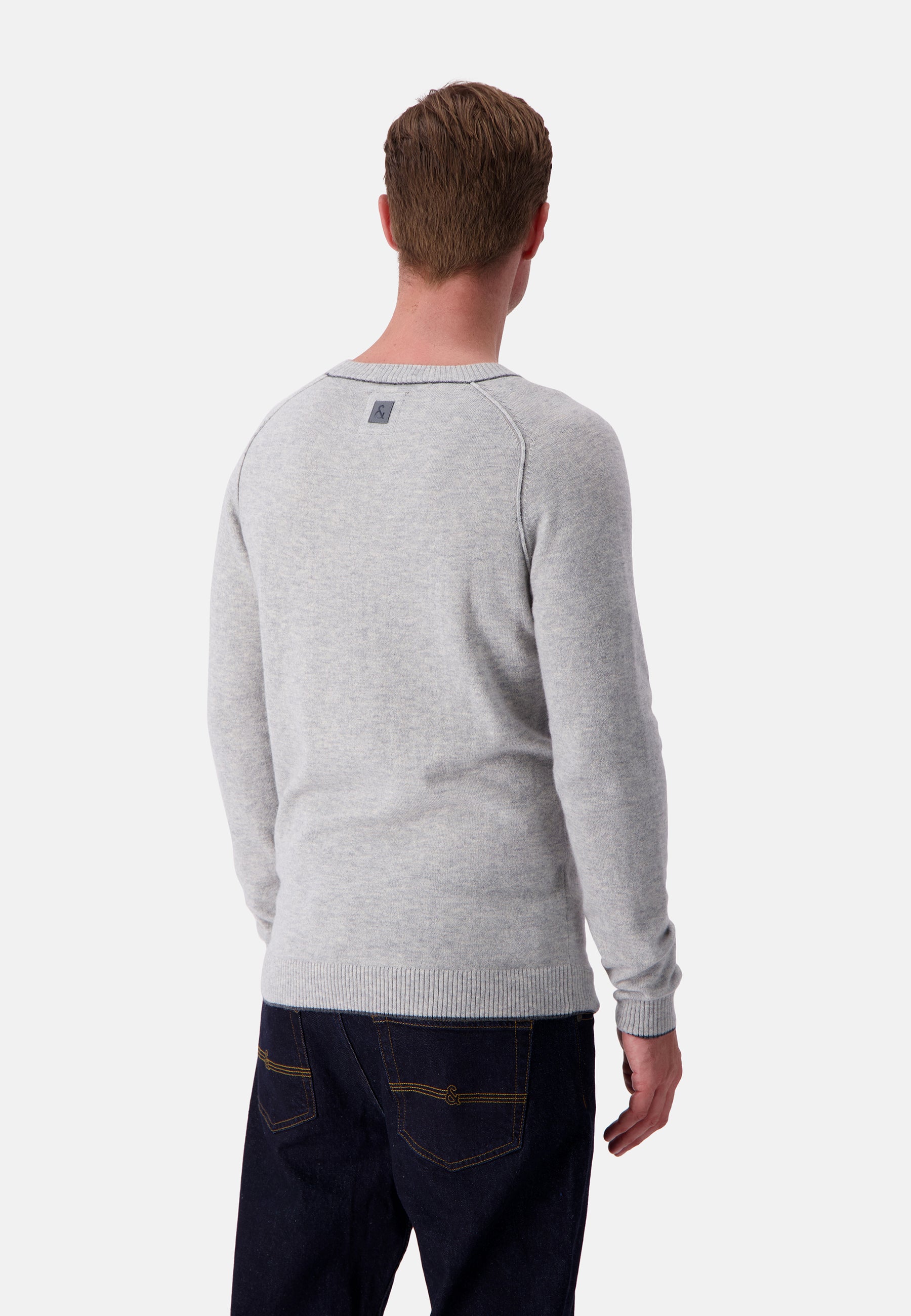 Scollo rotondo in misto merino argento Maglioni Colours and Sons