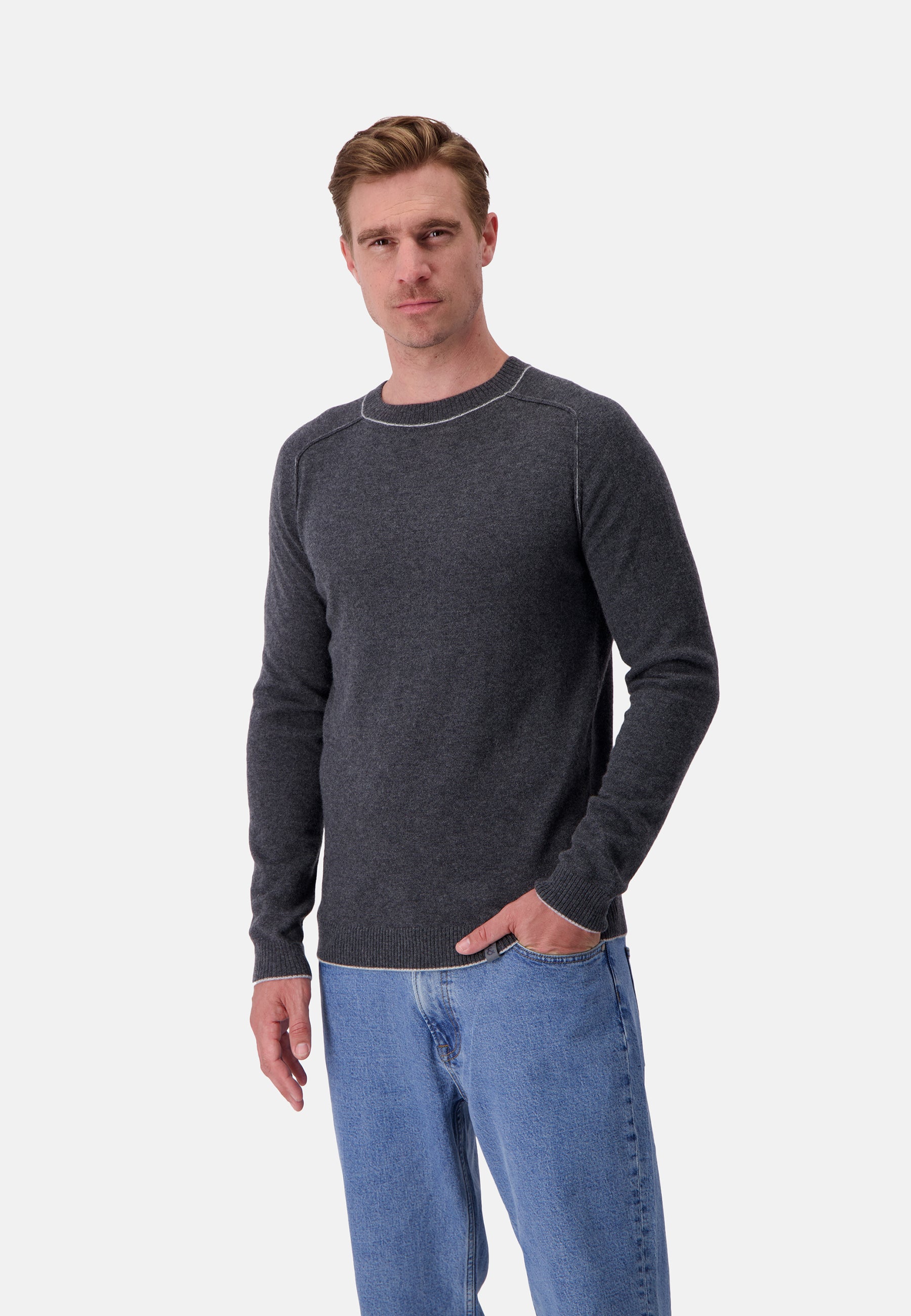 Maglia a girocollo in misto merino antracite Maglioni Colours and Sons