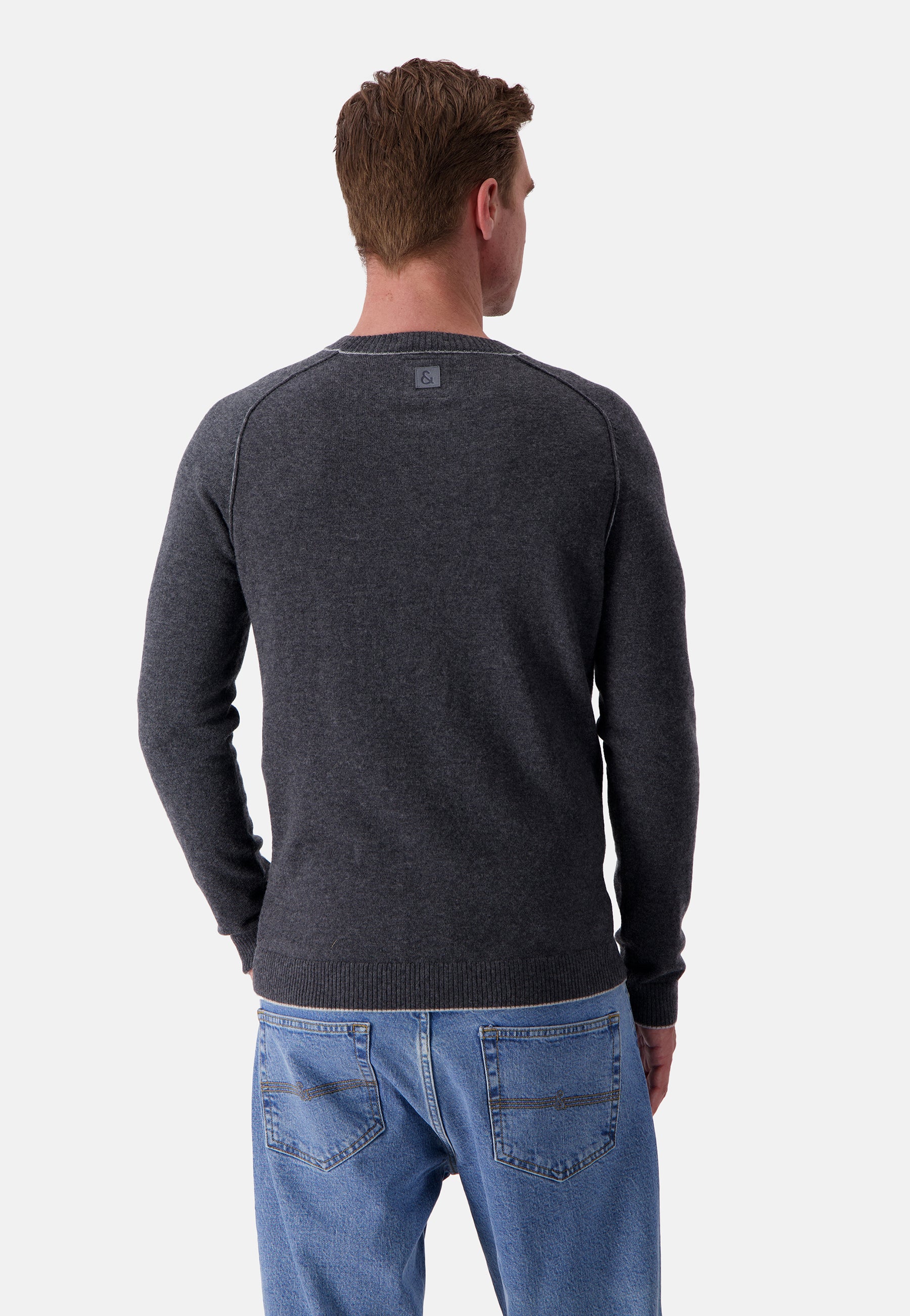 Maglia a girocollo in misto merino antracite Maglioni Colours and Sons