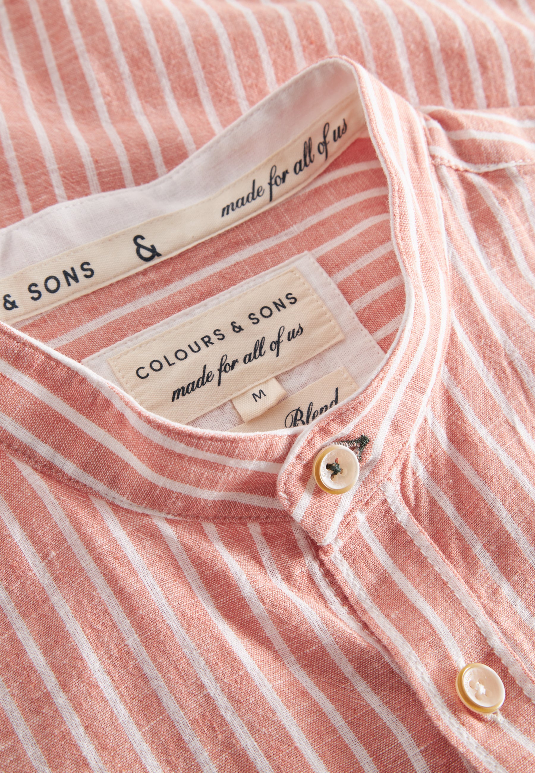 Camicia-misto lino a righe in camicie a righe pesca Colours and Sons   