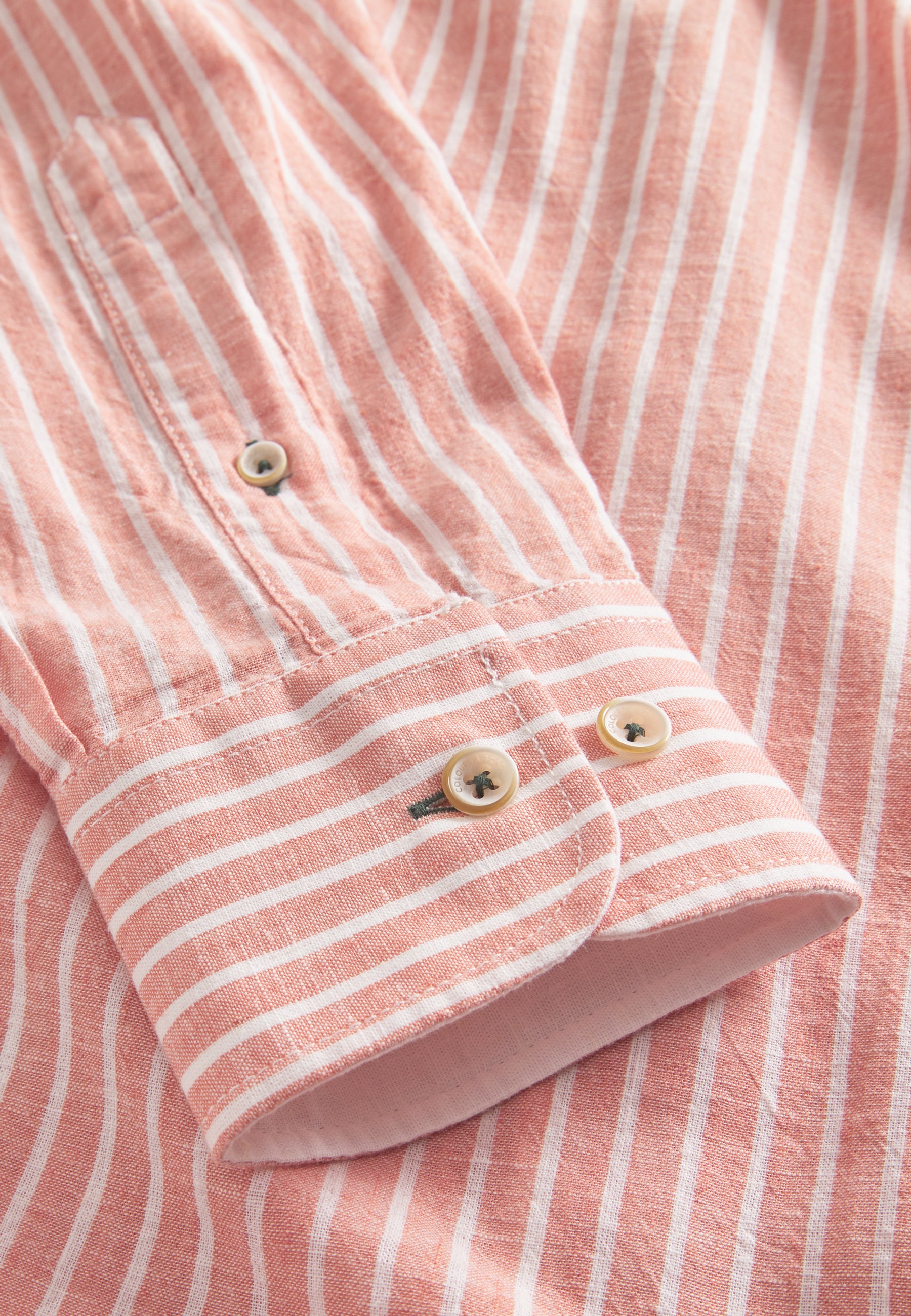 Camicia-misto lino a righe in camicie a righe pesca Colours and Sons   