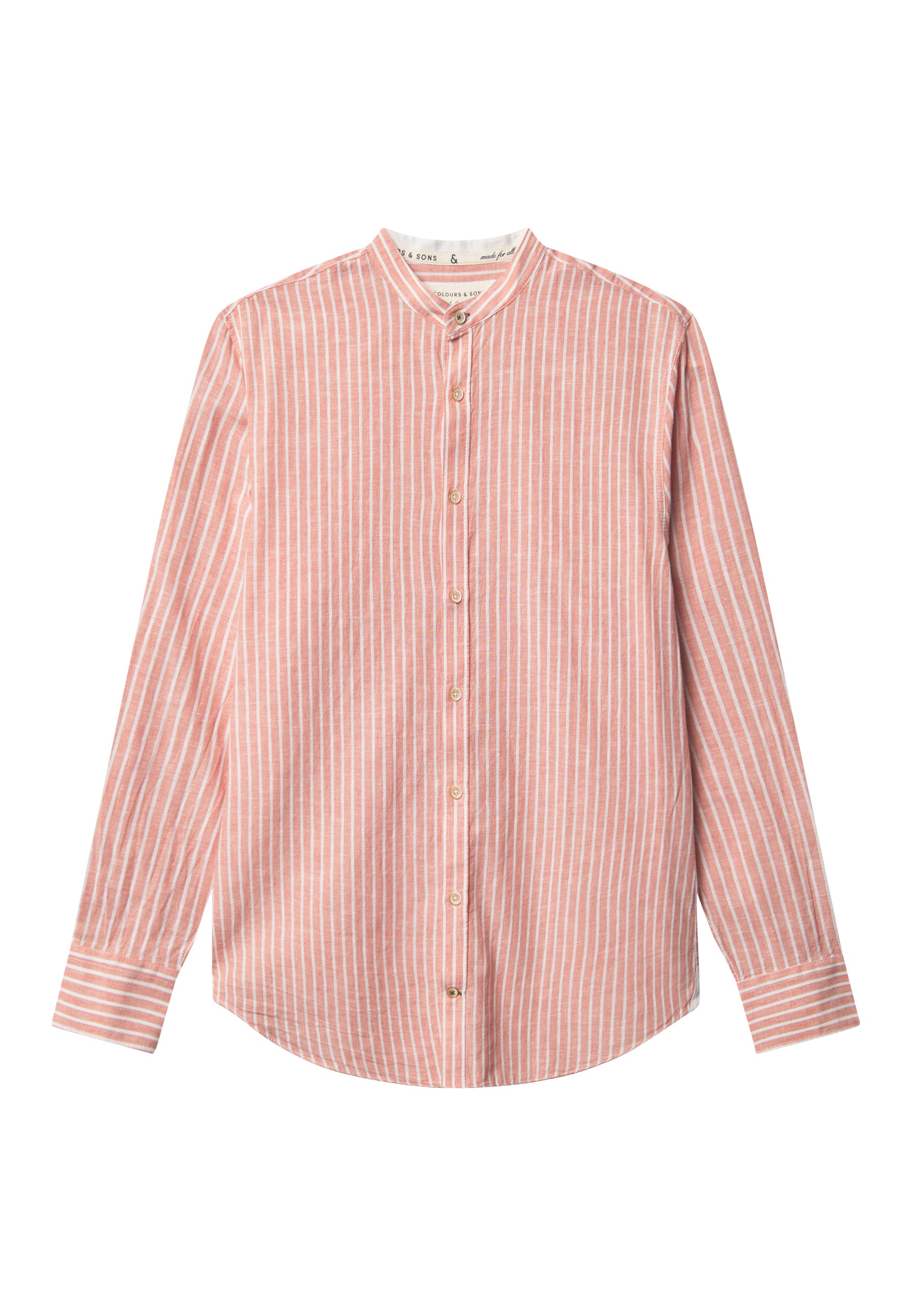 Camicia-misto lino a righe in camicie a righe pesca Colours and Sons   