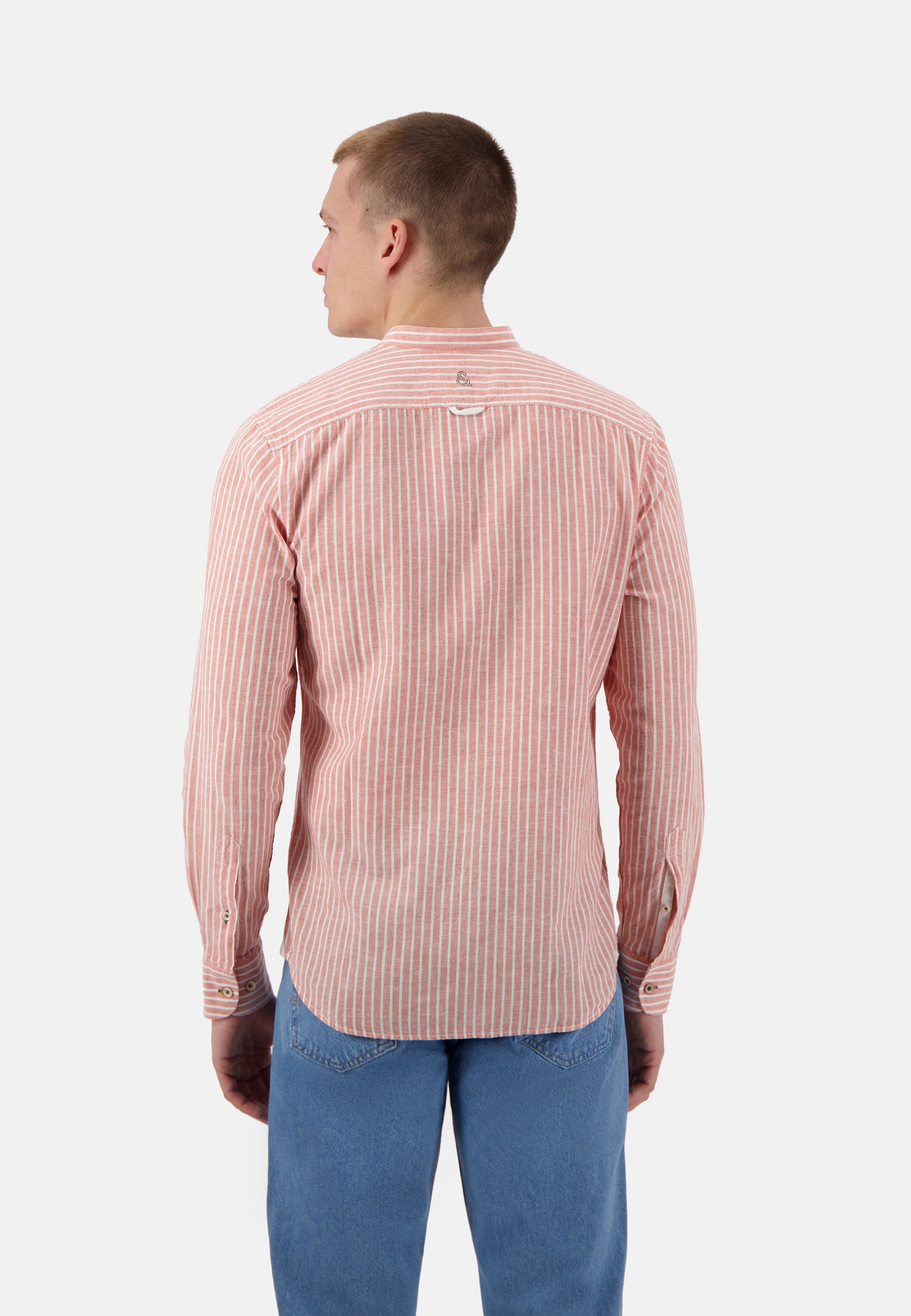 Camicia-misto lino a righe in camicie a righe pesca Colours and Sons   