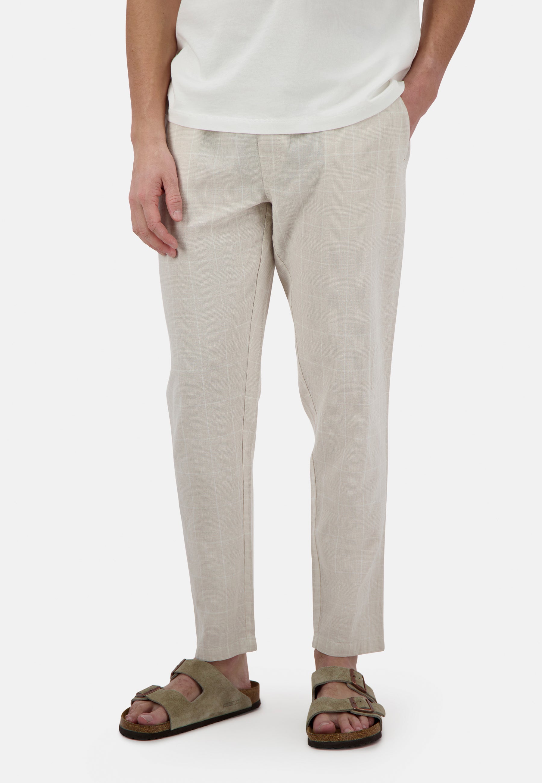 Pantaloni chino in misto lino a quadri a tenda Colours and Sons   