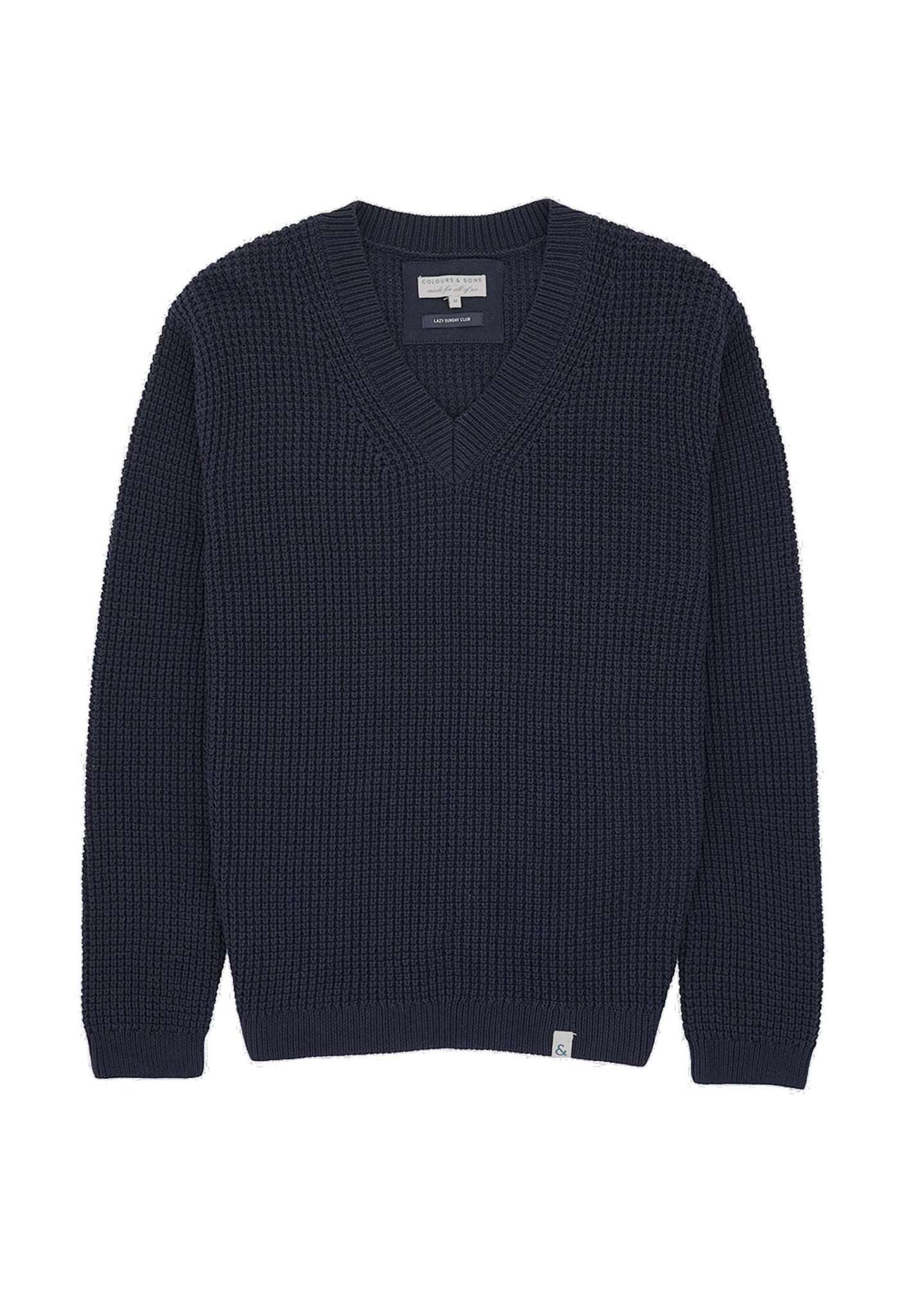 Scollo a V con punto di cucitura in navy Maglioni Colours and Sons   