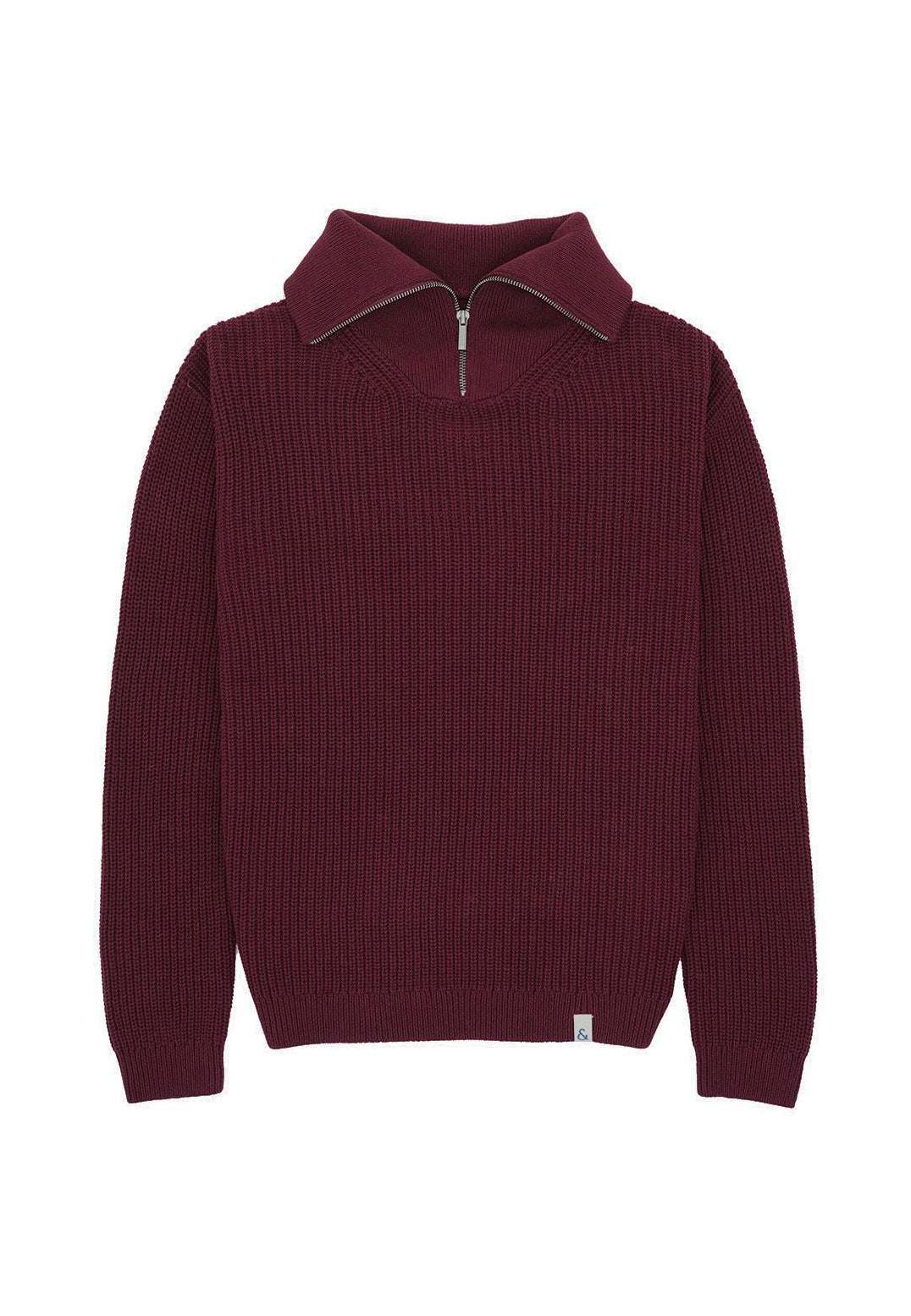 Punto cardigan con mezza zip in Merlot Maglioni Colours and Sons   