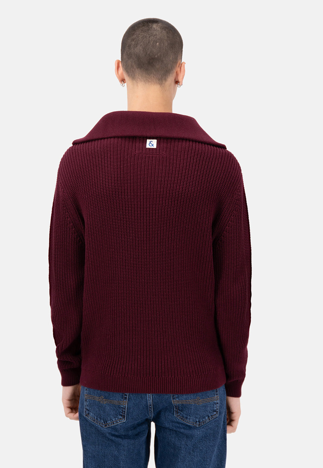 Punto cardigan con mezza zip in Merlot Maglioni Colours and Sons   