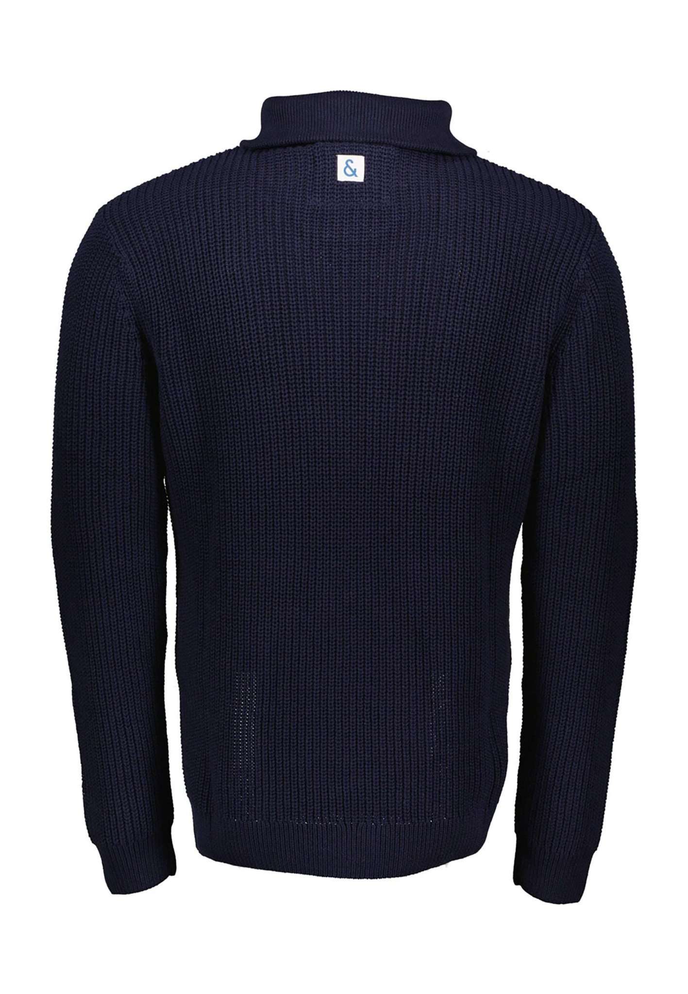 Mock-Zip Half Cardigan Stitch in Navy Maglioni Colours and Sons   