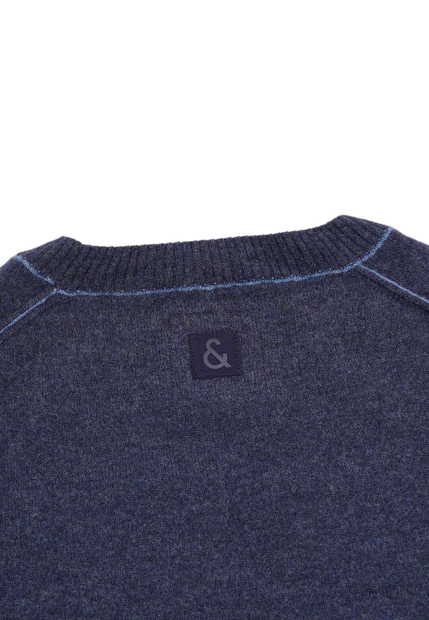 Scollo rotondo in misto merino in blu Maglioni Colours and Sons   