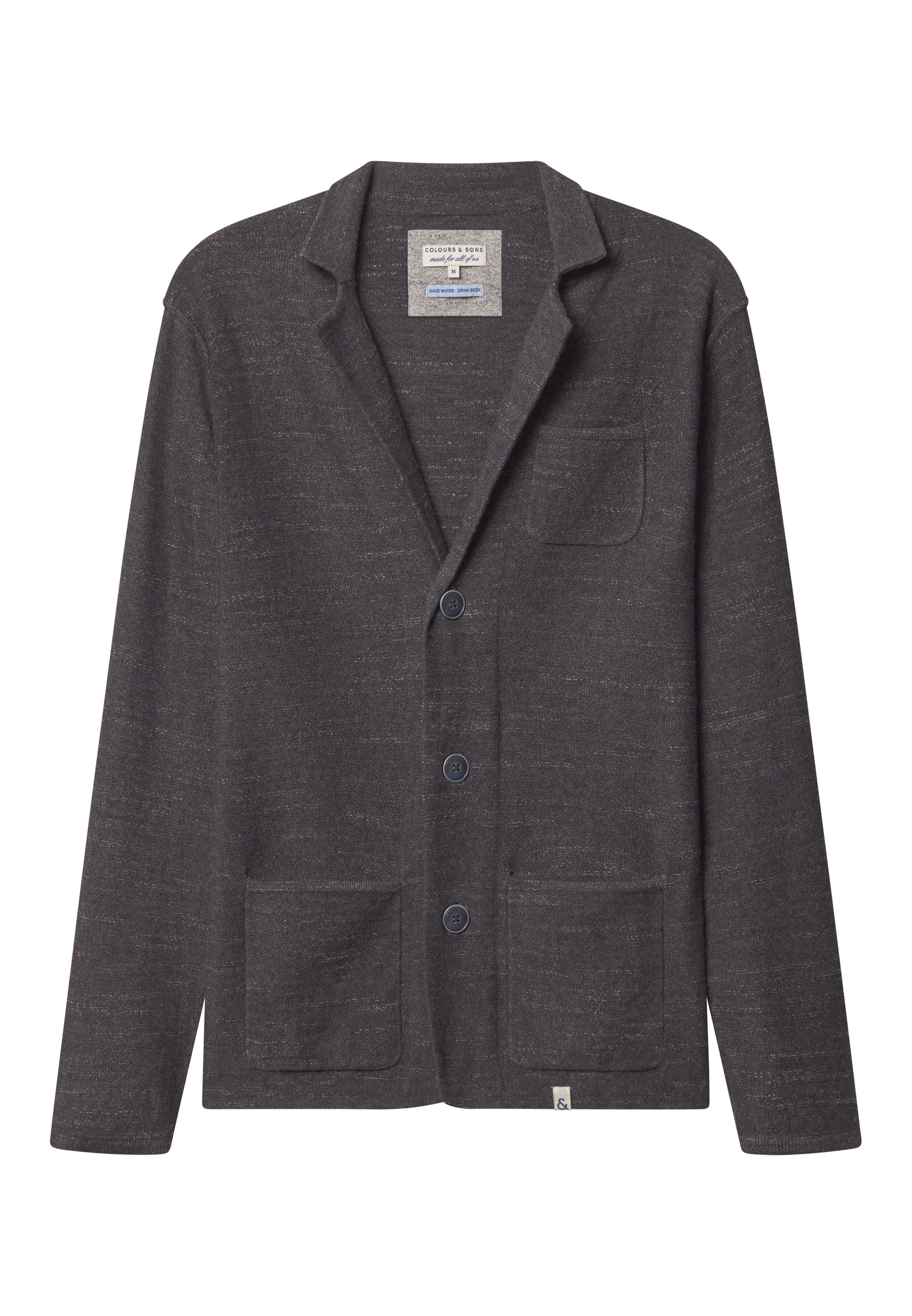 Giacche Blazer Slub in antracite Colours and Sons   