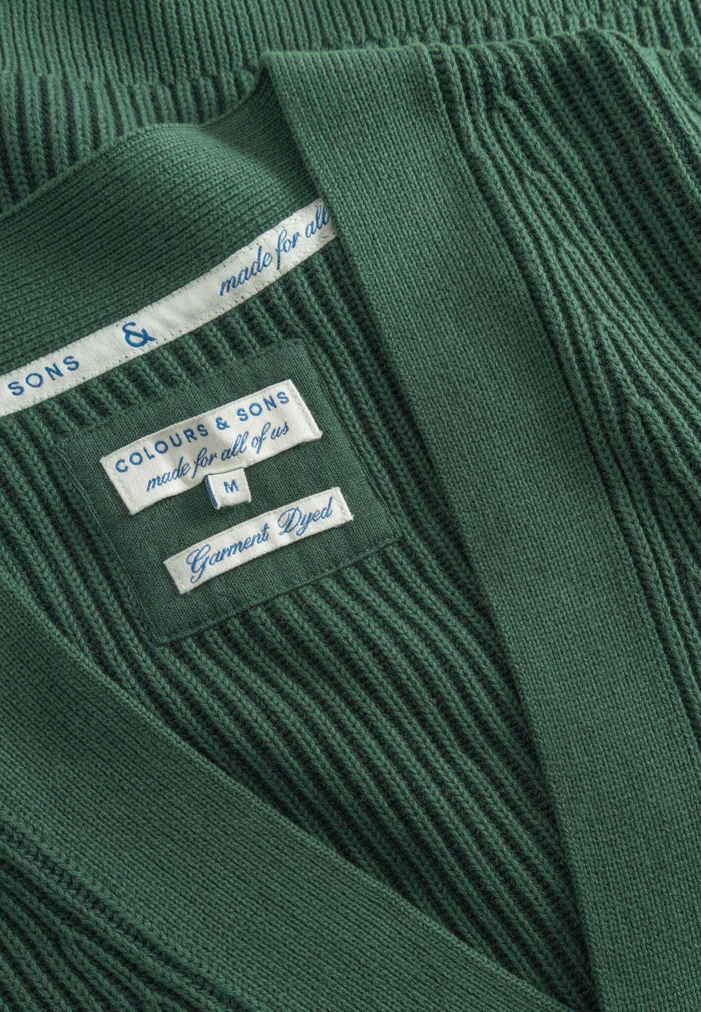 Cardigan-Rib lavato in pino Maglioni Colours and Sons