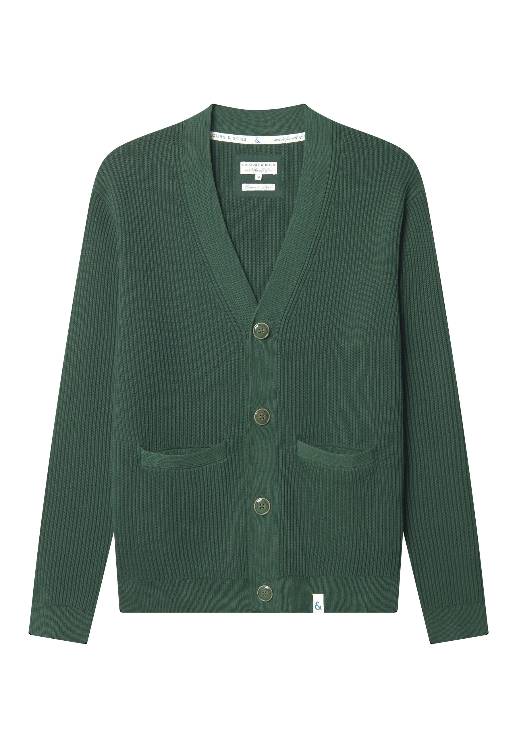 Cardigan-Rib lavato in pino Maglioni Colours and Sons