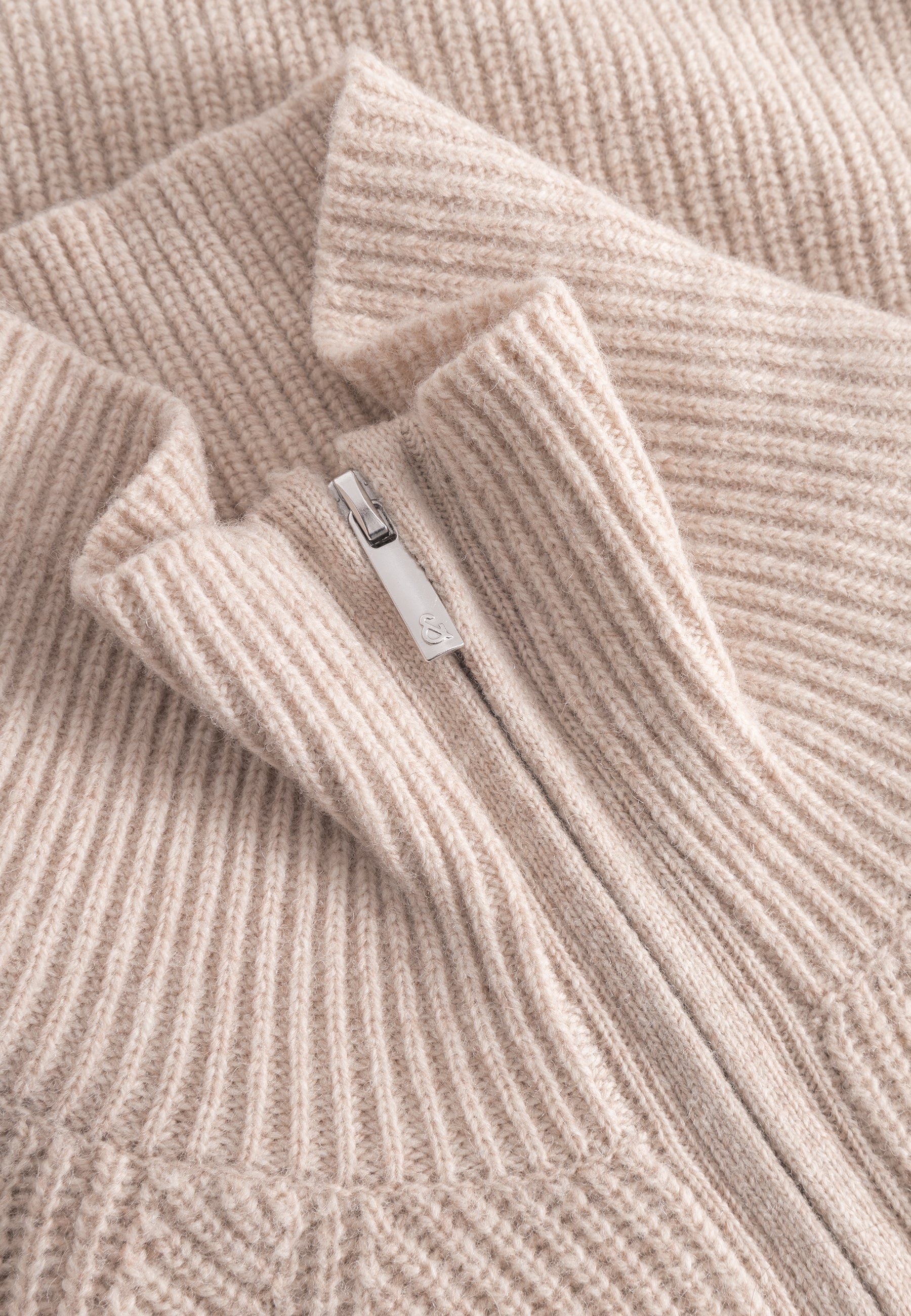 Mezza zip in lana d'agnello color arachide Maglioni Colours and Sons
