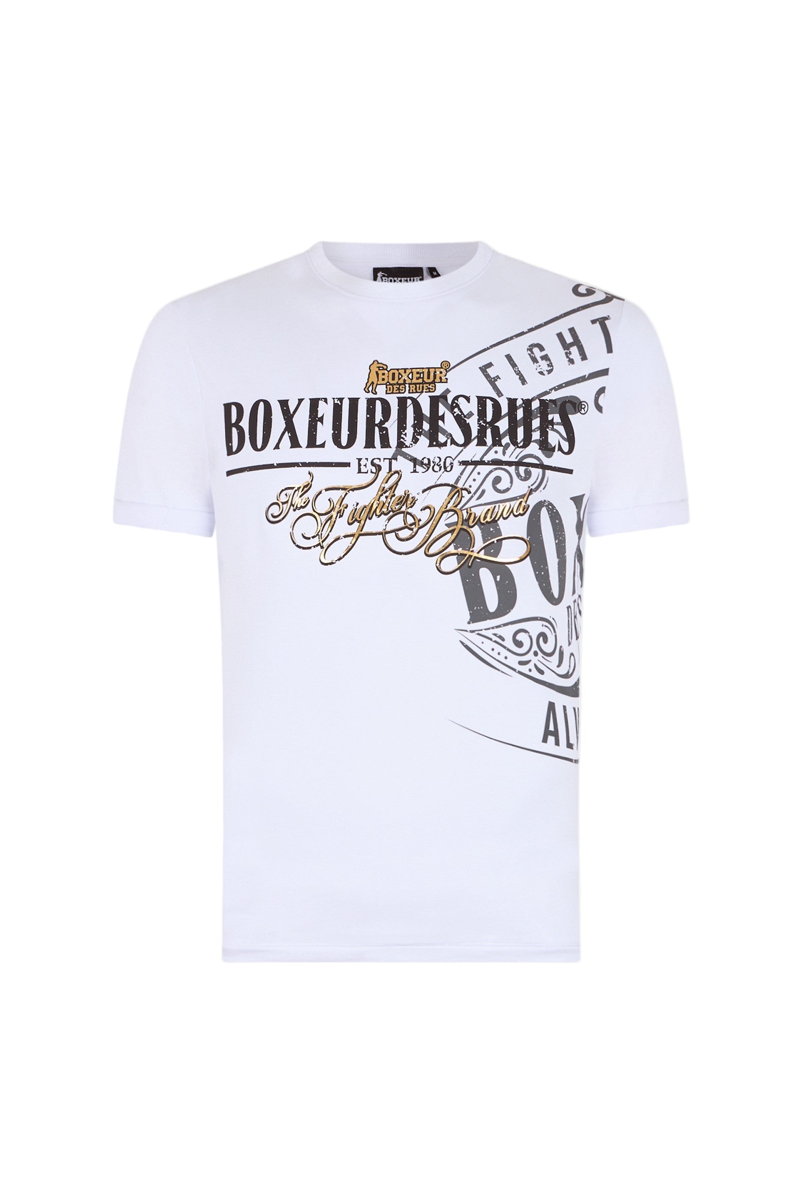 Maglietta stampata con scollo rotondo in bianco T-Shirts Boxeur des Rues