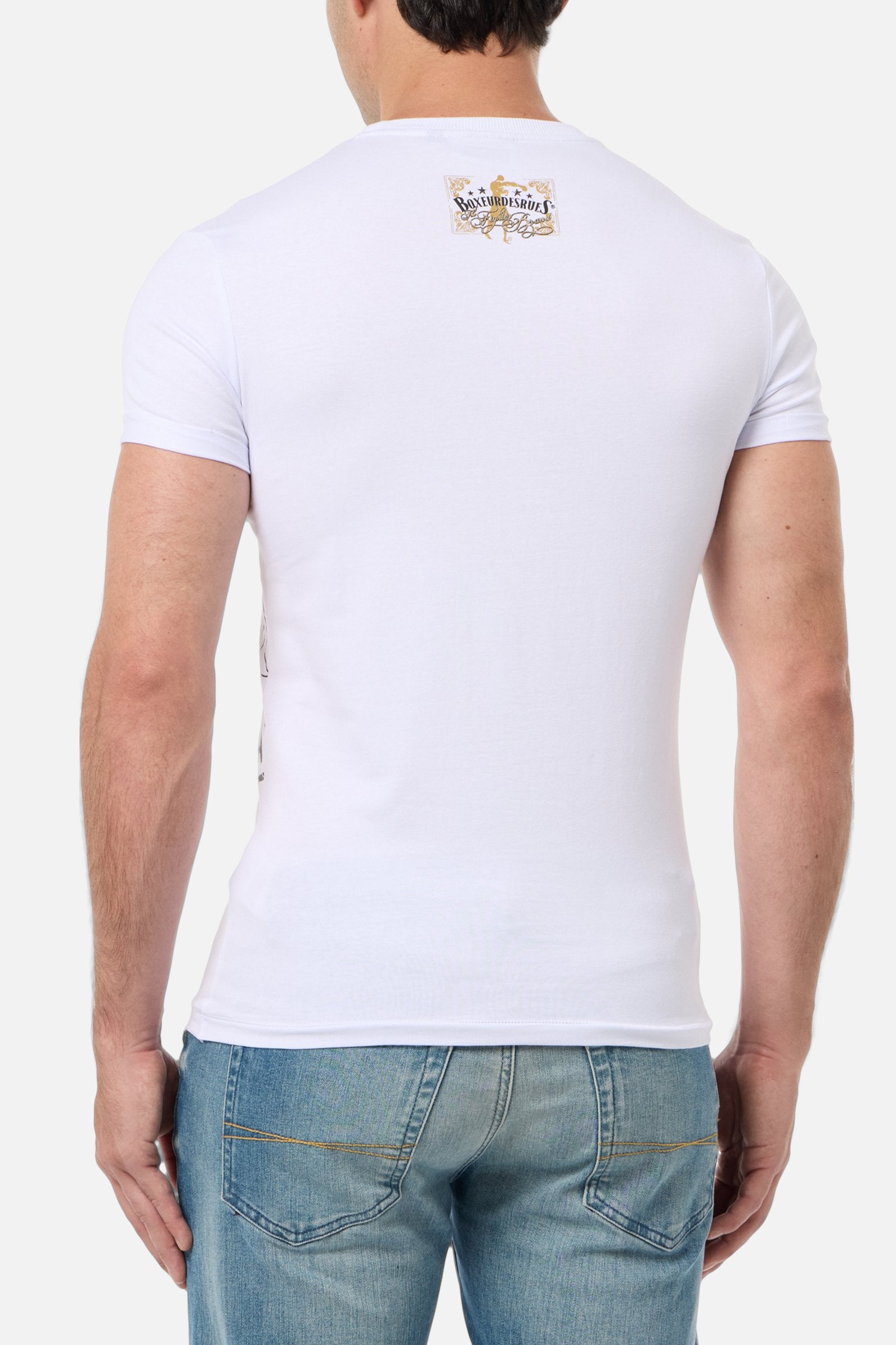 Maglietta stampata con scollo rotondo in bianco T-Shirts Boxeur des Rues