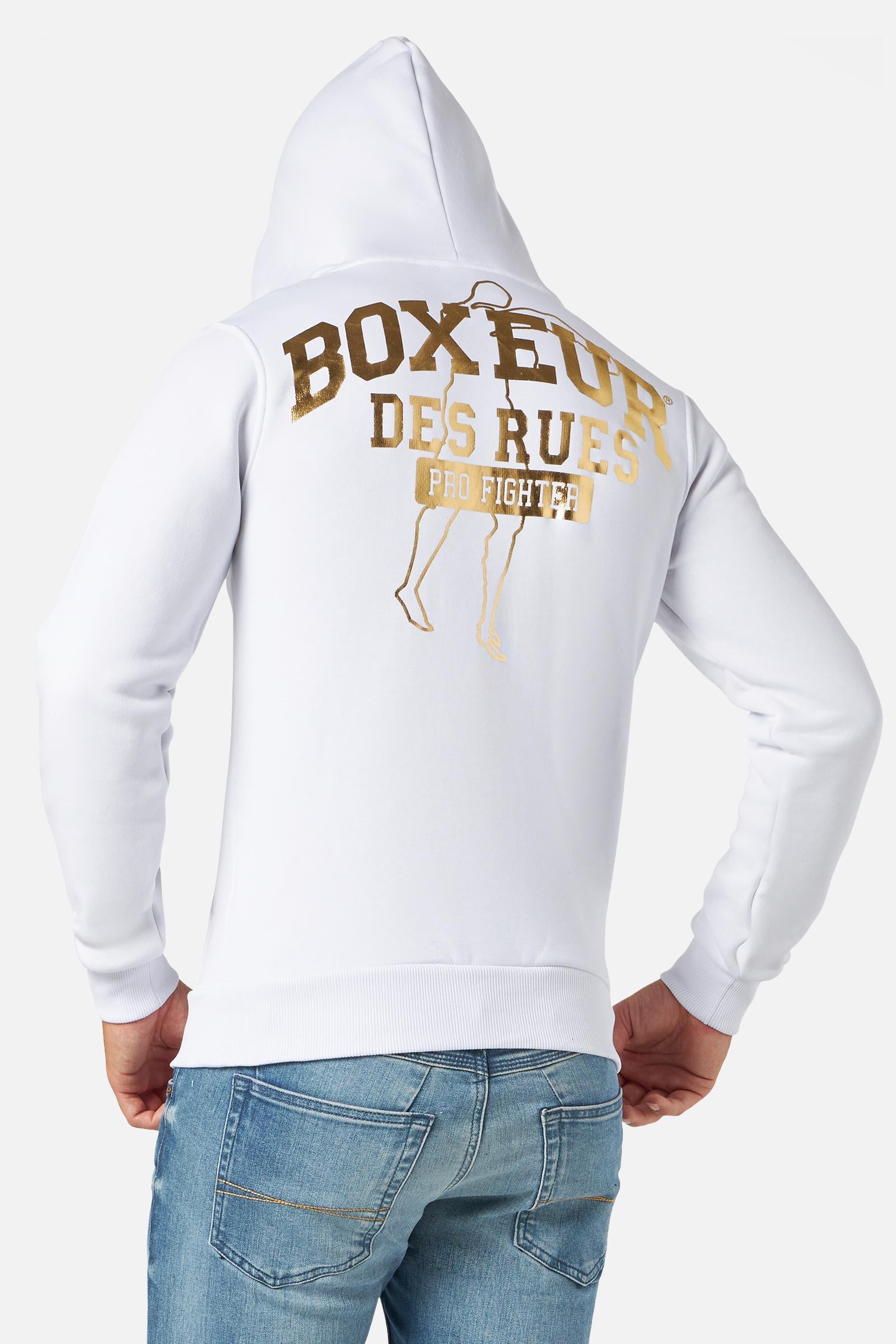 Felpa con cappuccio Uomo Bianco-Oro Boxeur des Rues   