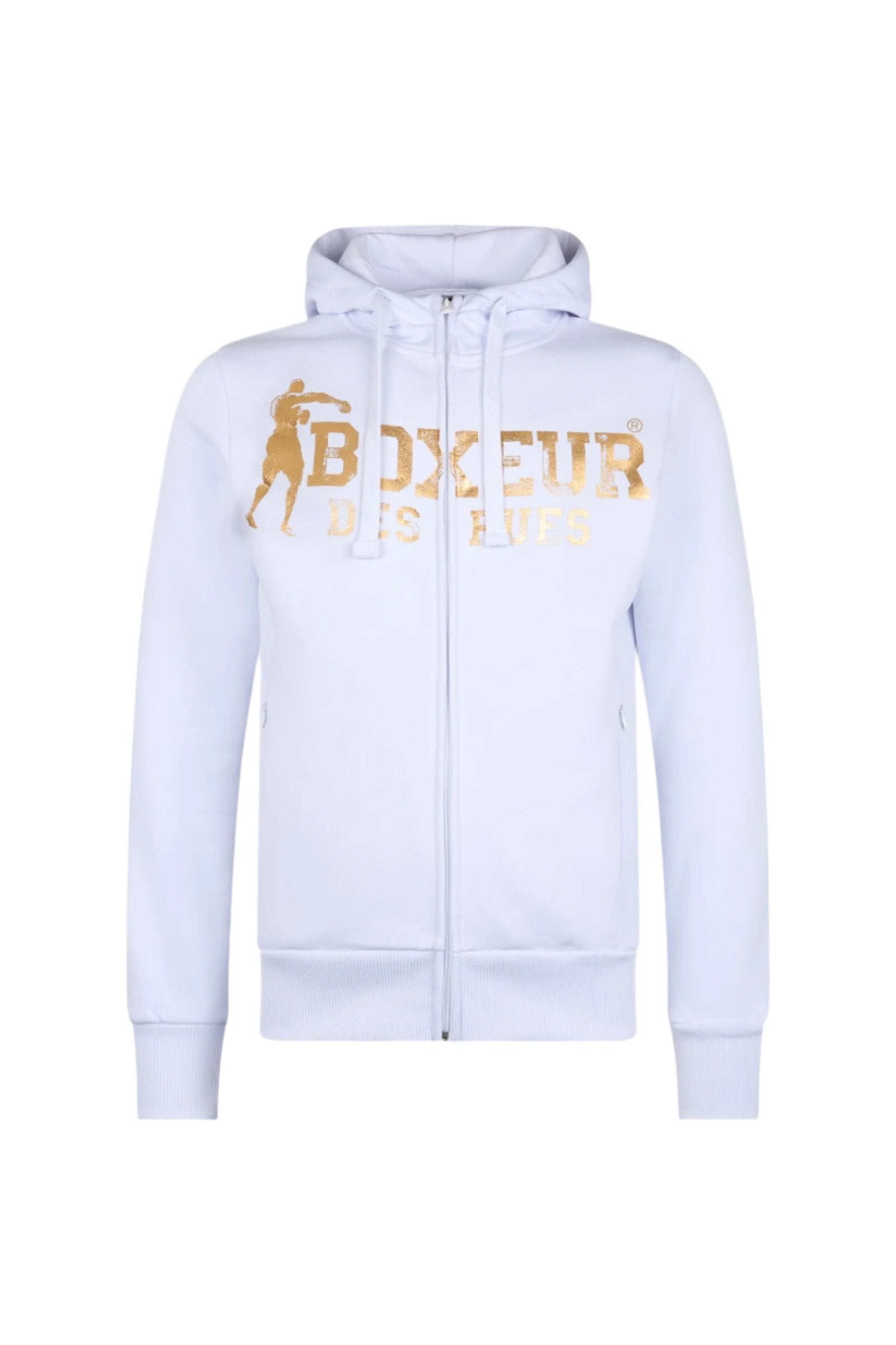 Felpa con cappuccio e zip integrale in bianco Sweatjackets Boxeur des Rues   