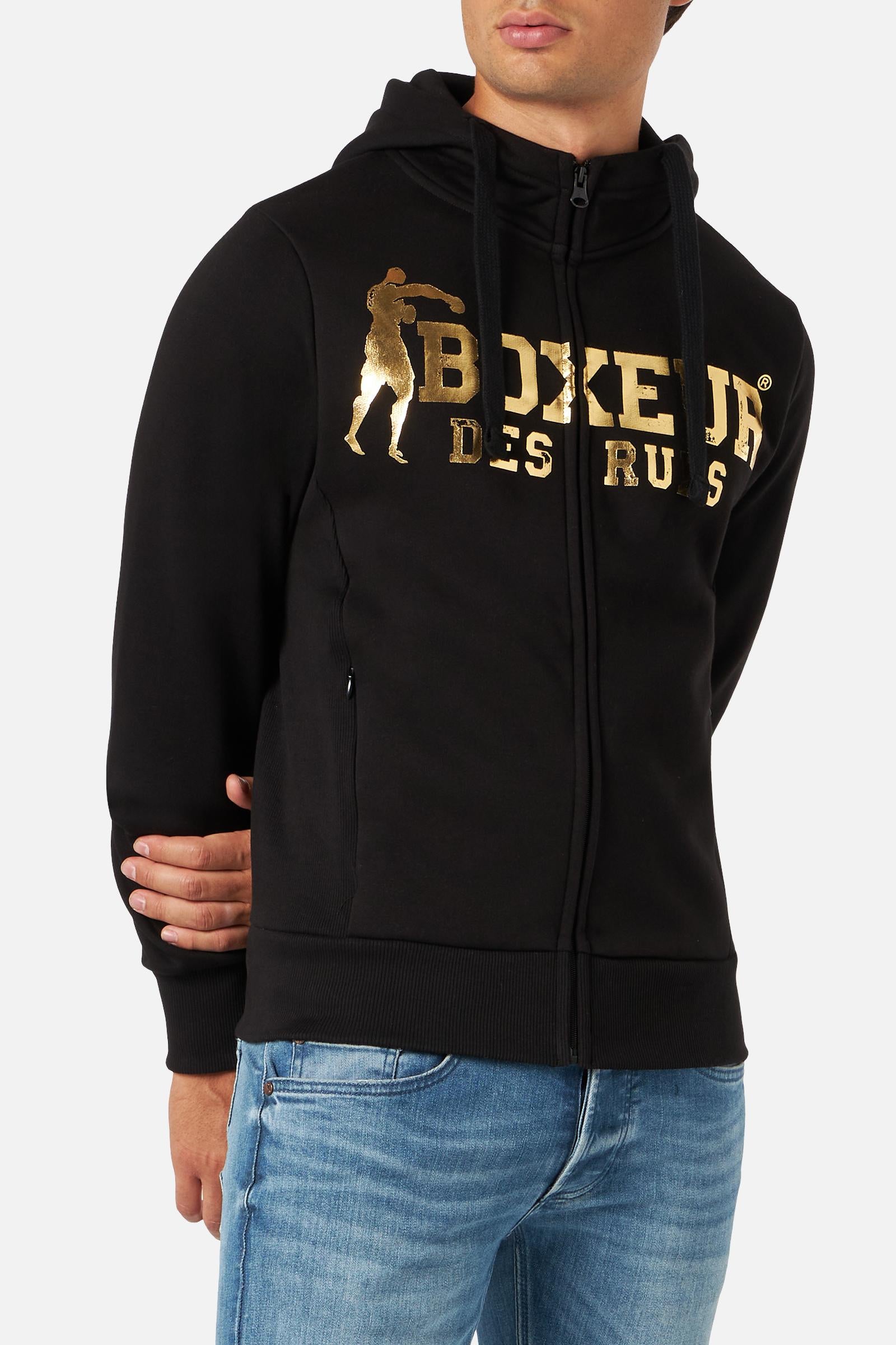 Felpa full zip con cappuccio in giacche felpe nere e dorate Boxeur des Rues