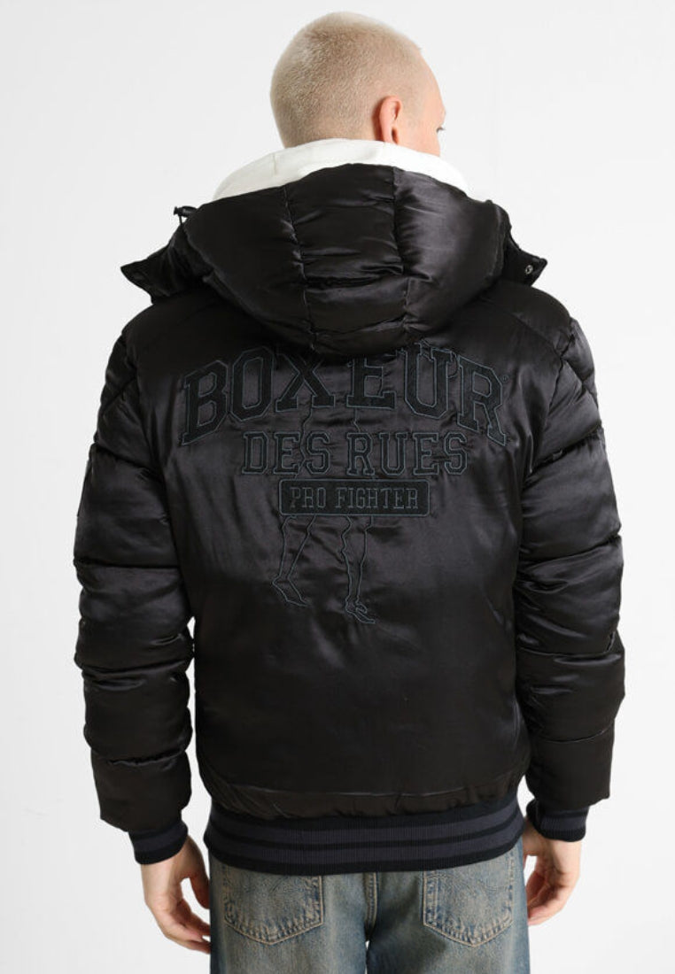 Bomber in raso in nero Giacche Boxeur des Rues