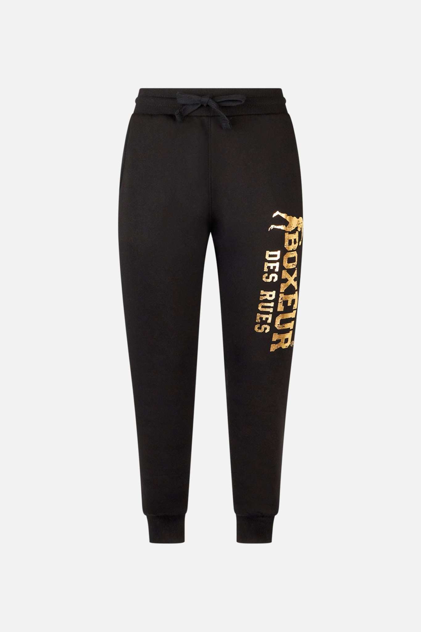 Pantaloni slim fit con logo in nero-oro Boxeur des Rues   