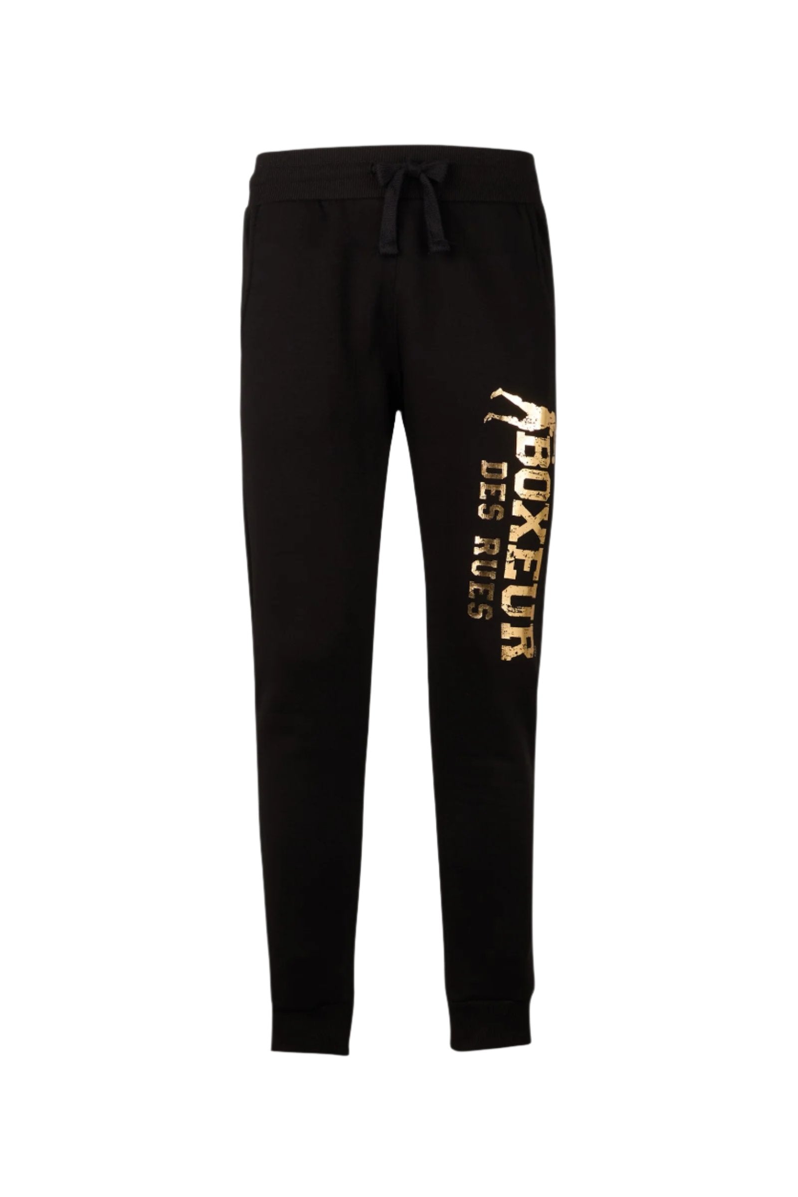 Pantaloni slim fit con logo in nero-oro Boxeur des Rues   