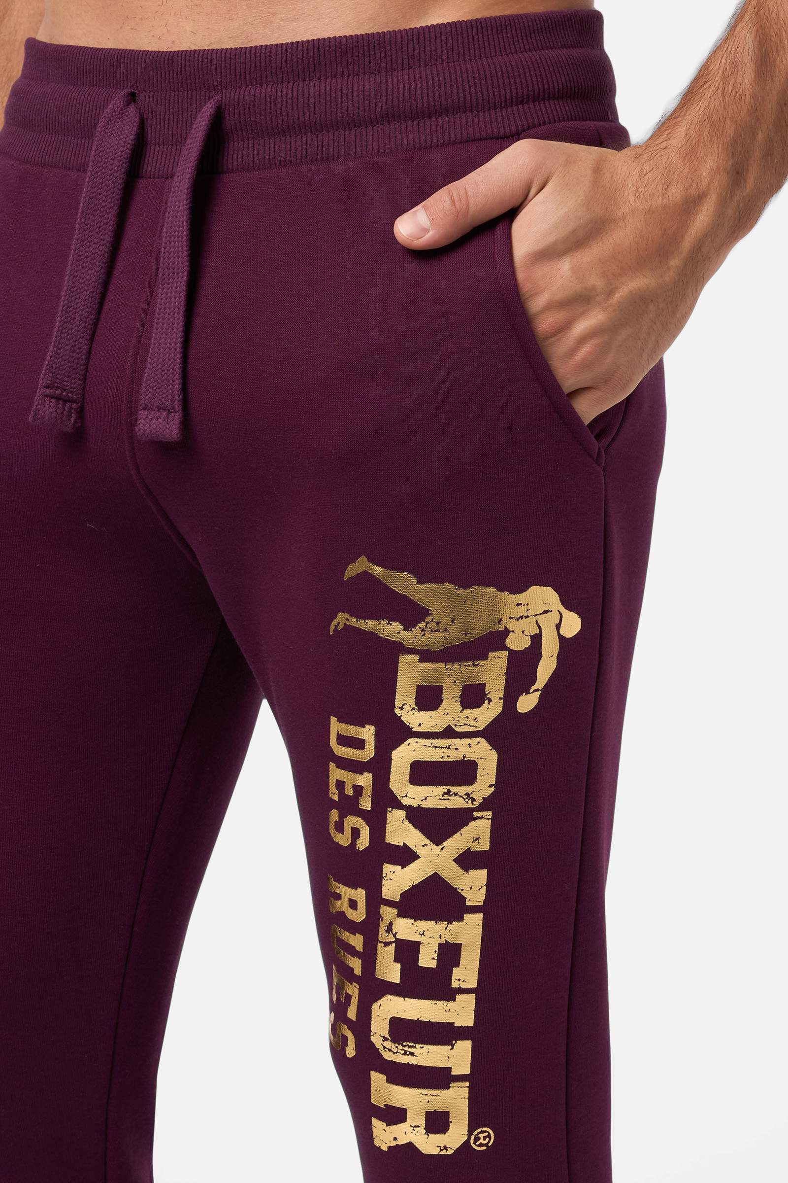 Pantaloni felpati slim fit con logo in vino Boxeur des Rues   