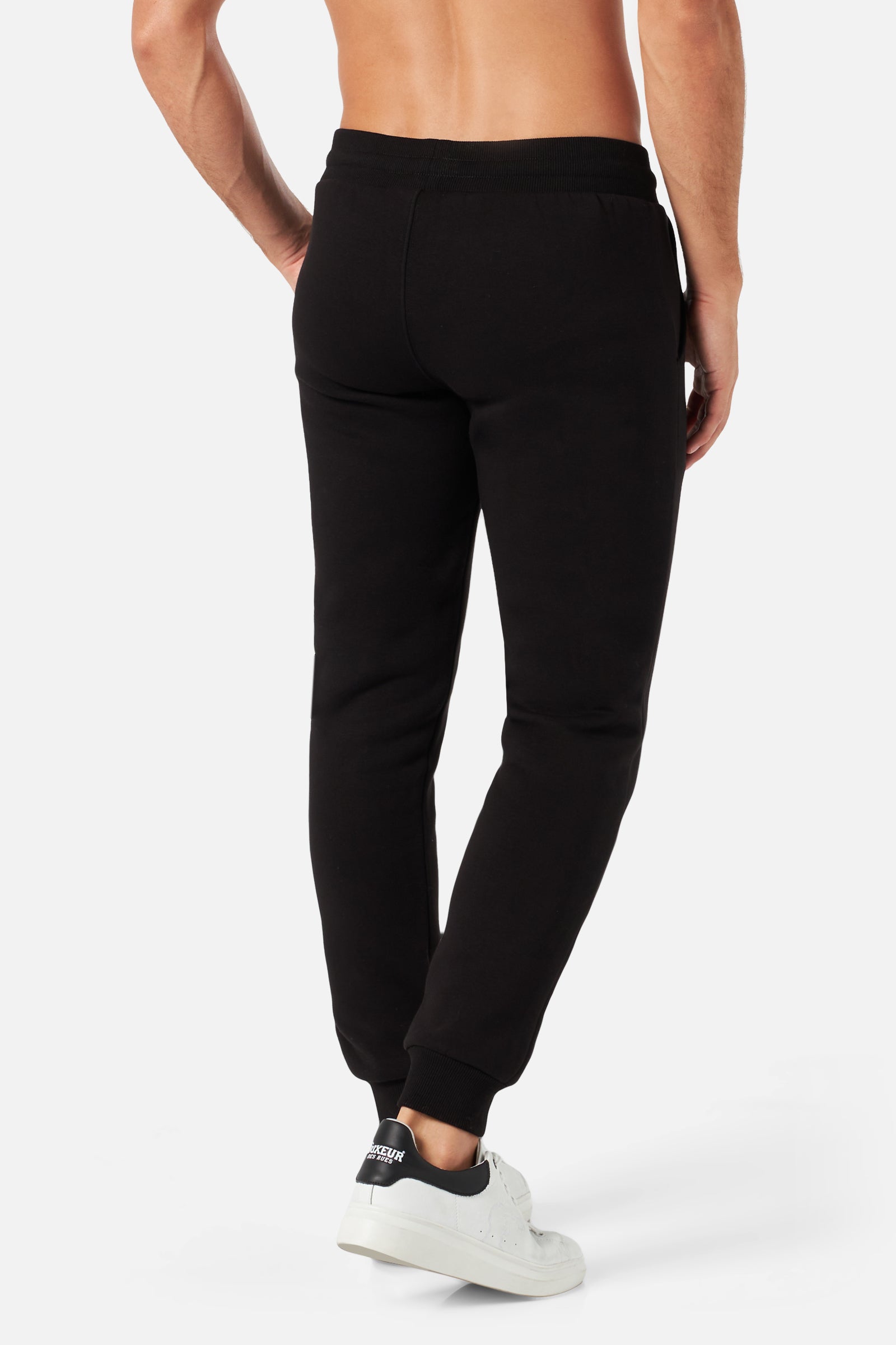 Pantalone felpato slim fit con logo in nero-bianco Boxeur des Rues
