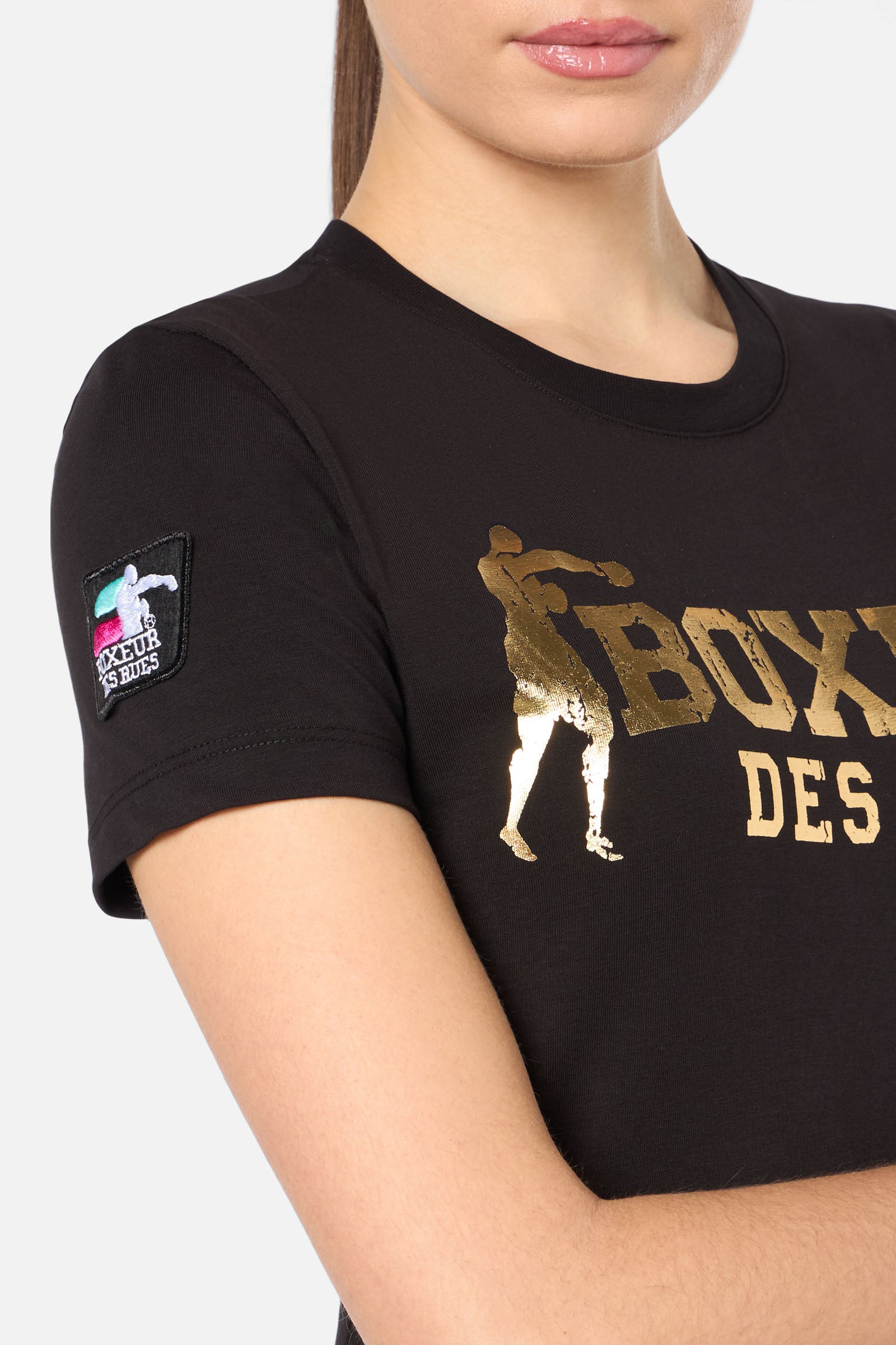 T-shirt con logo iconico in nero-oro Boxeur des Rues   