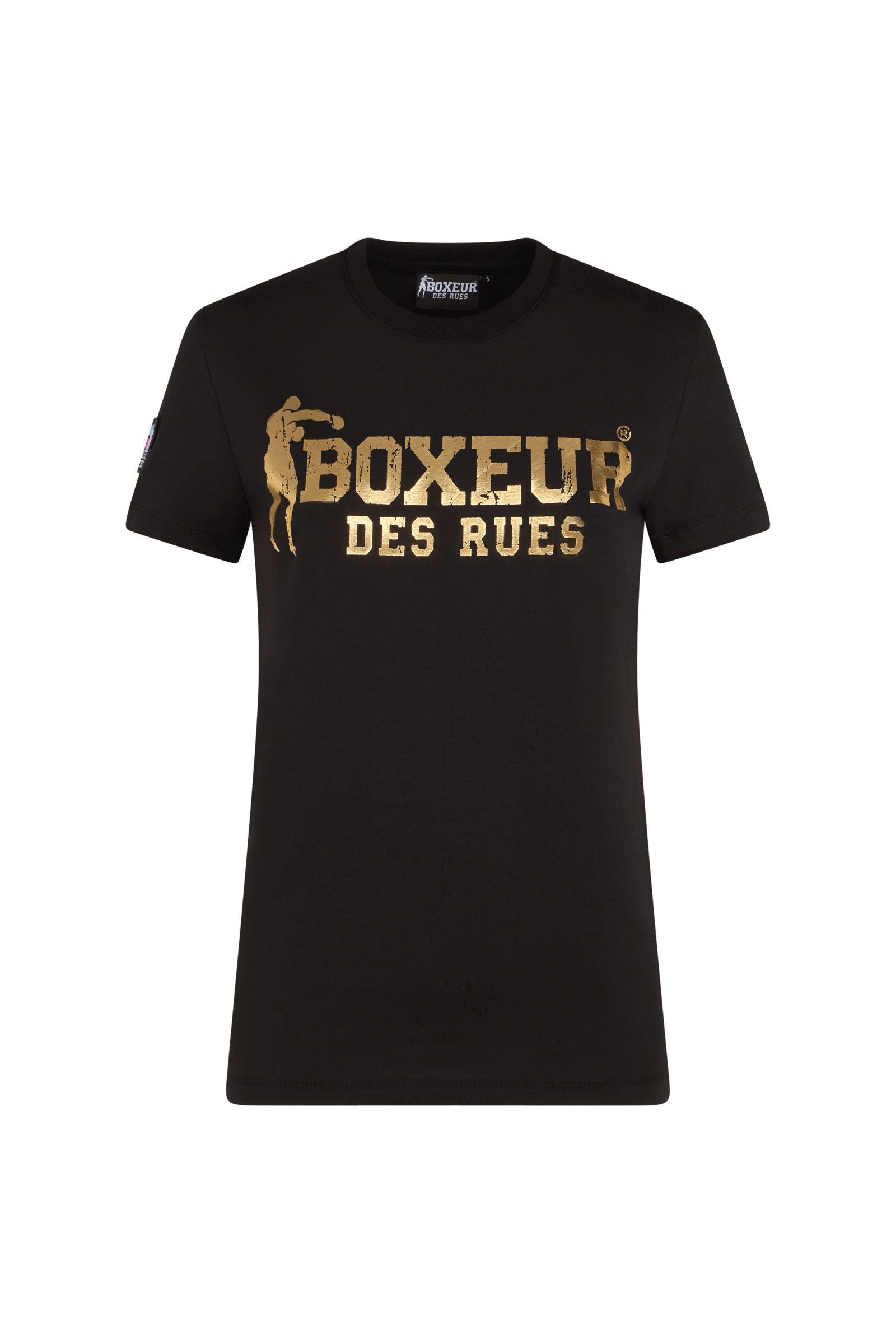 T-shirt con logo iconico in nero-oro Boxeur des Rues   