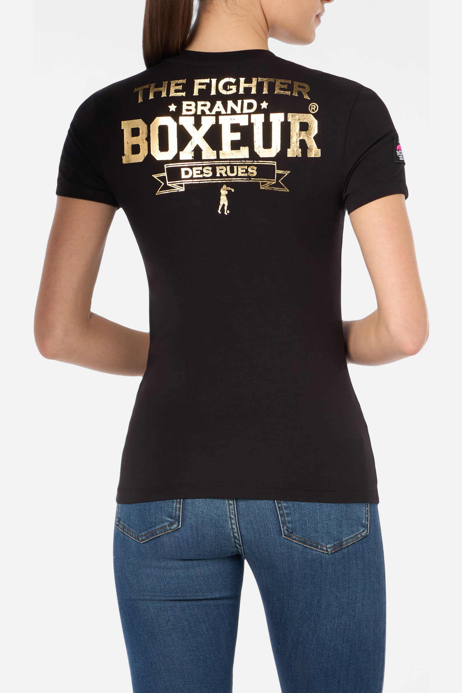 T-shirt con logo iconico in nero-oro Boxeur des Rues   