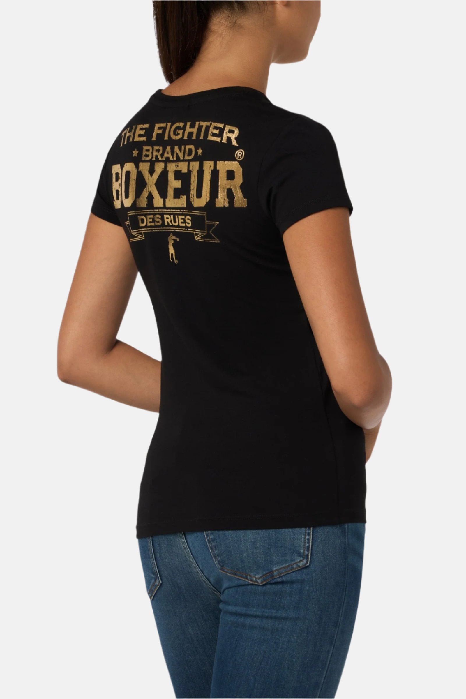 Maglietta con logo iconico in nero-oro T-Shirts Boxeur des Rues   