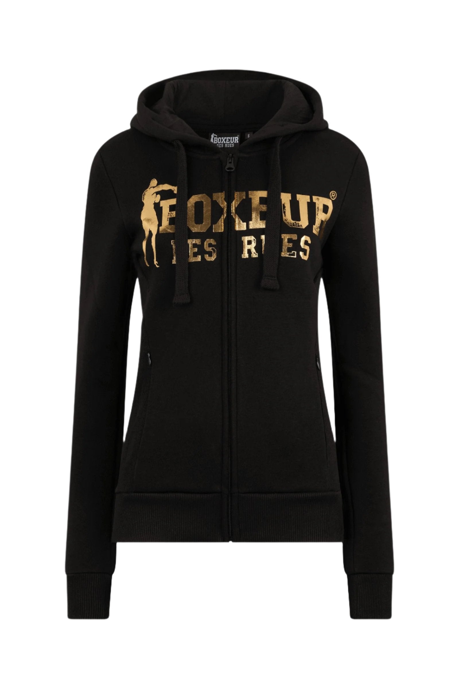 Felpa Basic Logo Full Zip in nero-oro Sweatjackets Boxeur des Rues   