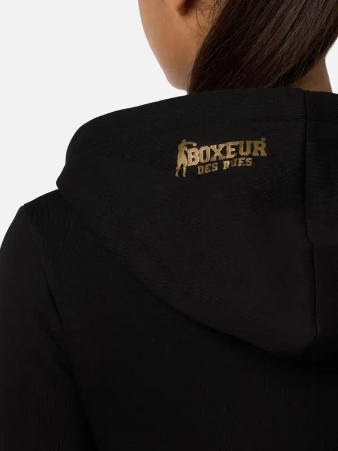 Felpa Basic Logo Full Zip in nero-oro Sweatjackets Boxeur des Rues
