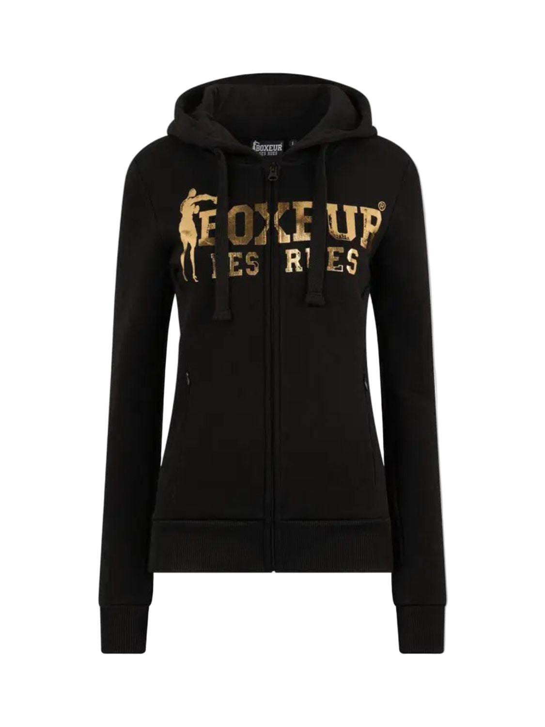 Felpa Basic Logo Full Zip in nero-oro Sweatjackets Boxeur des Rues