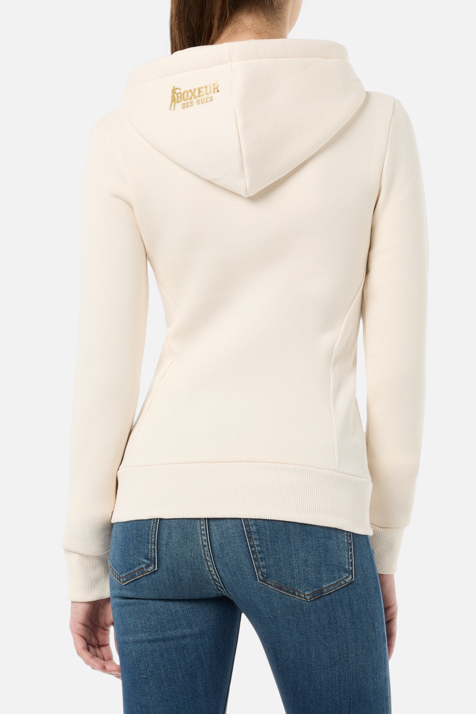 Felpa Basic Logo con zip integrale in burro