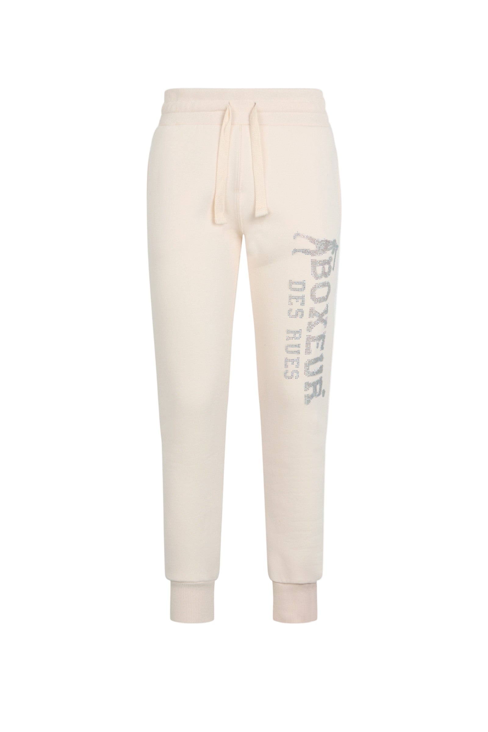 Jogger regolare con strass in burro