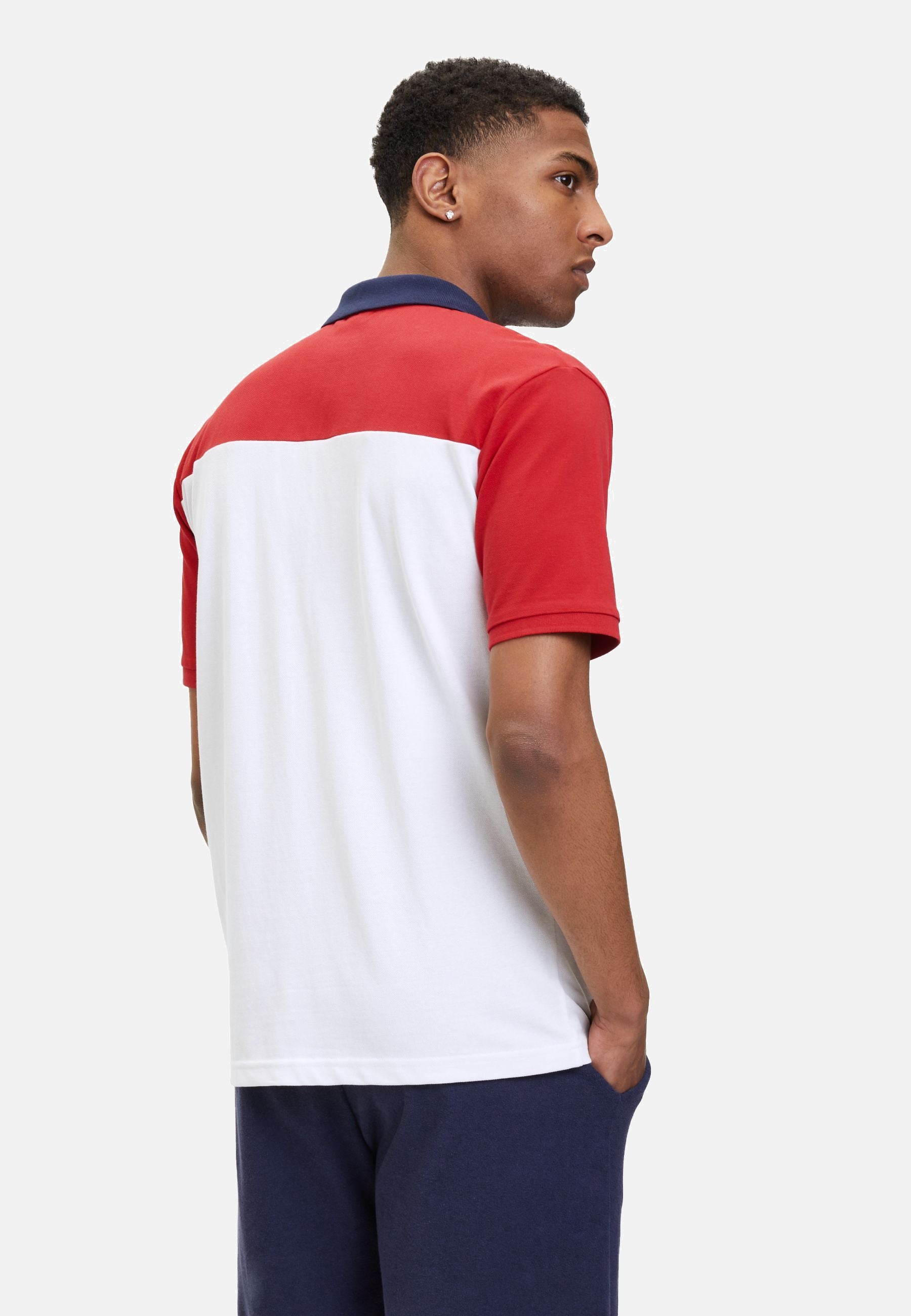 Polo Lianshan a blocchi di colore bianco brillante True Red Polo Fila   