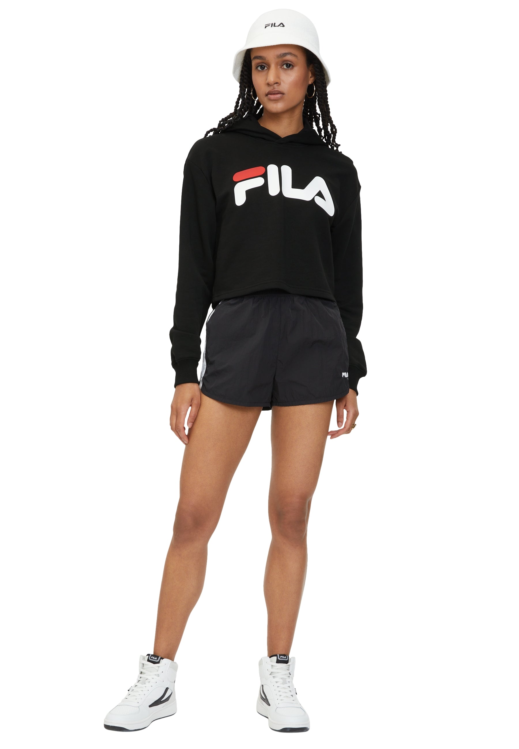 Felpa con cappuccio Lafia Cropped Logo in nero Fila   