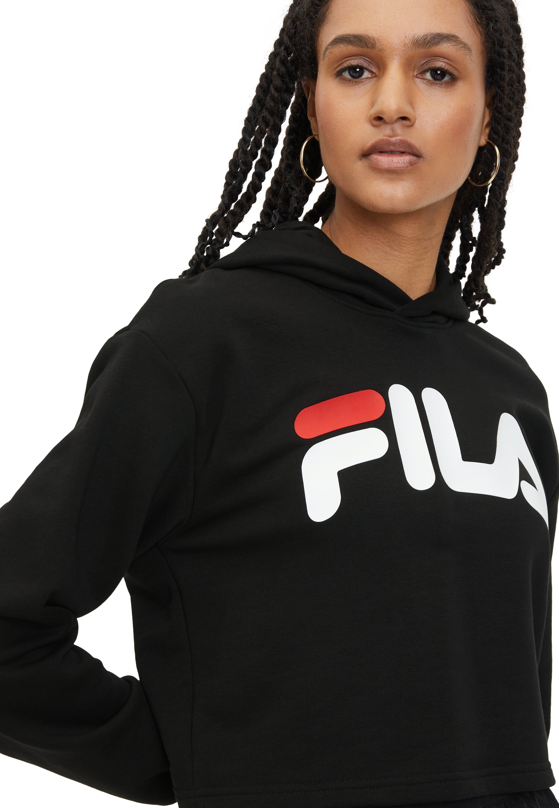 Felpa con cappuccio Lafia Cropped Logo in nero Fila   