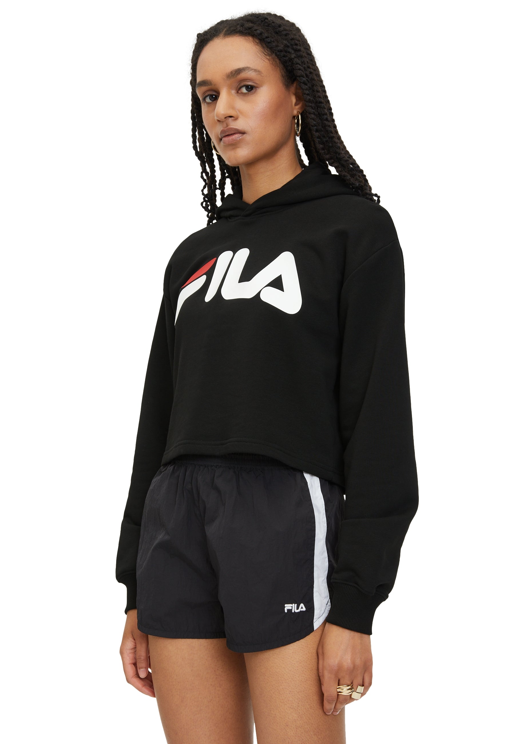 Felpa con cappuccio Lafia Cropped Logo in nero Fila   