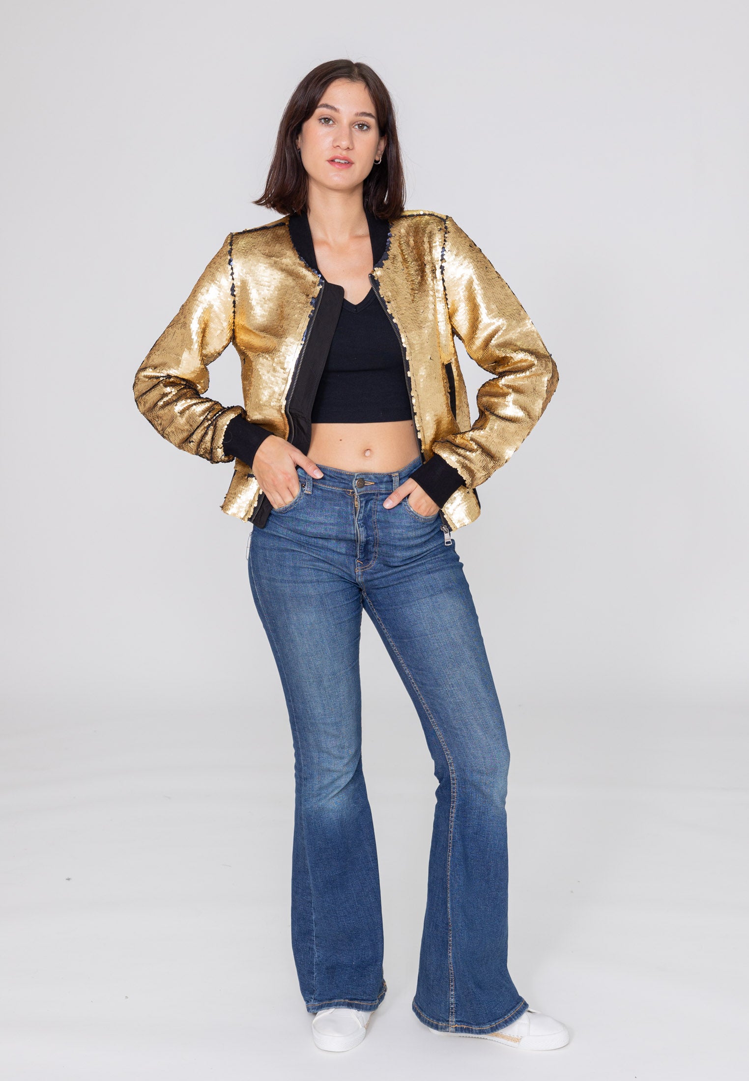 Giacca bomber Glitter W in oro Bombers Original   