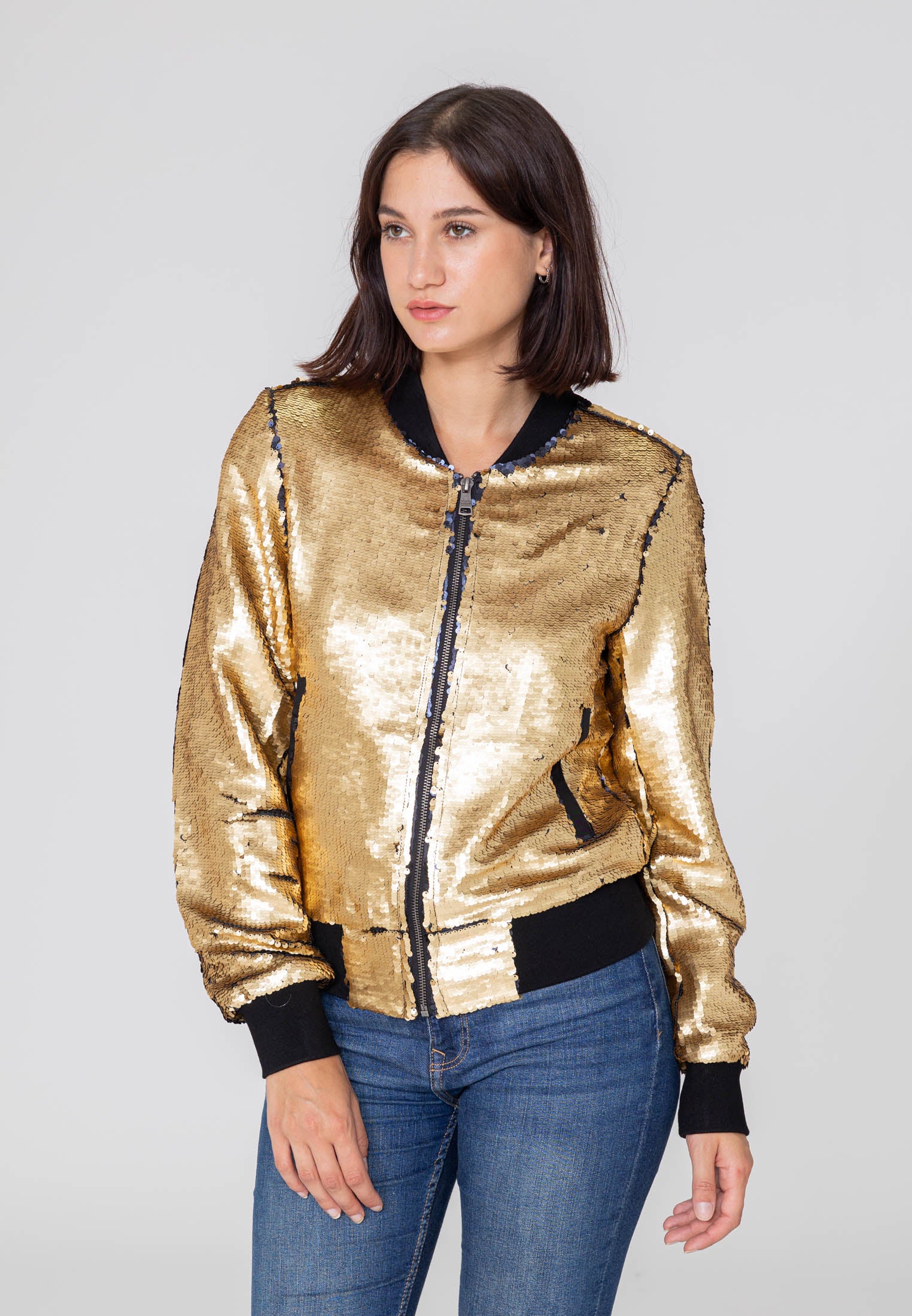 Giacca bomber Glitter W in oro Bombers Original   