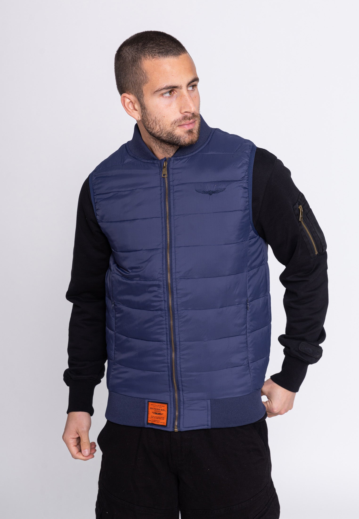 Houston M - Gilet trapuntato in blu Bombers Original   