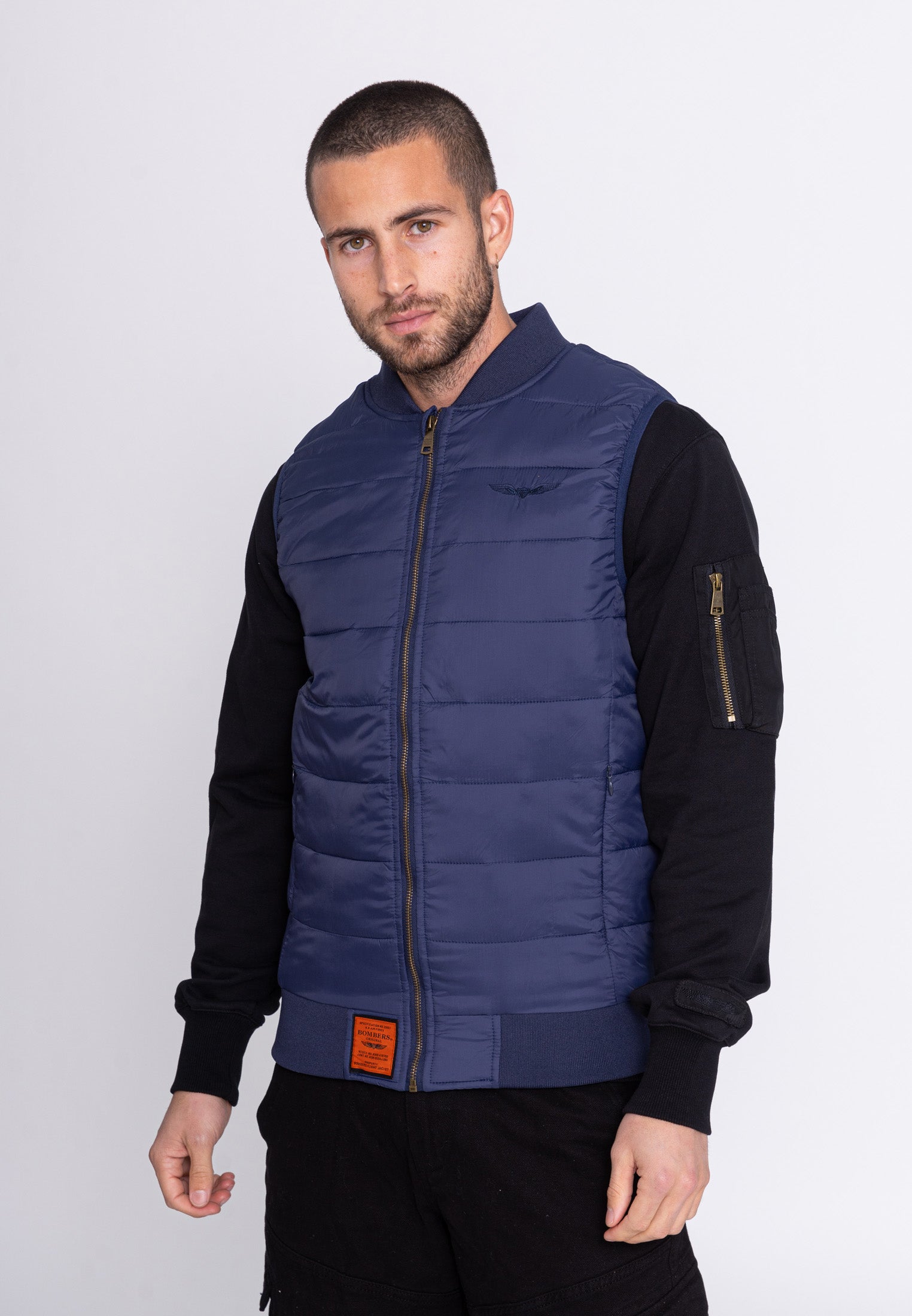 Houston M - Gilet trapuntato in blu Bombers Original   