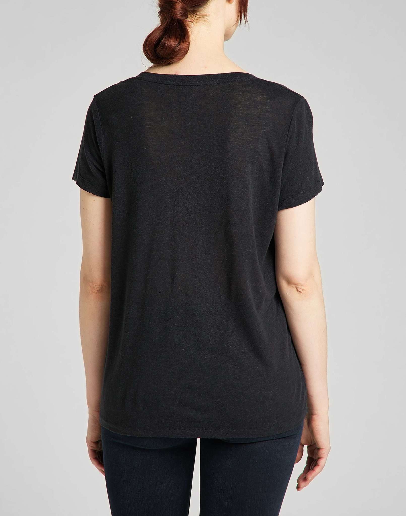 T-shirt con scollo a V in nero Lee   