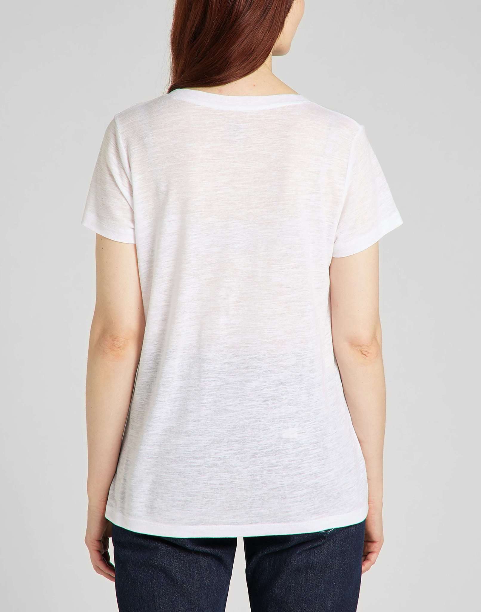 T-shirt con scollo a V in bianco brillante Lee   