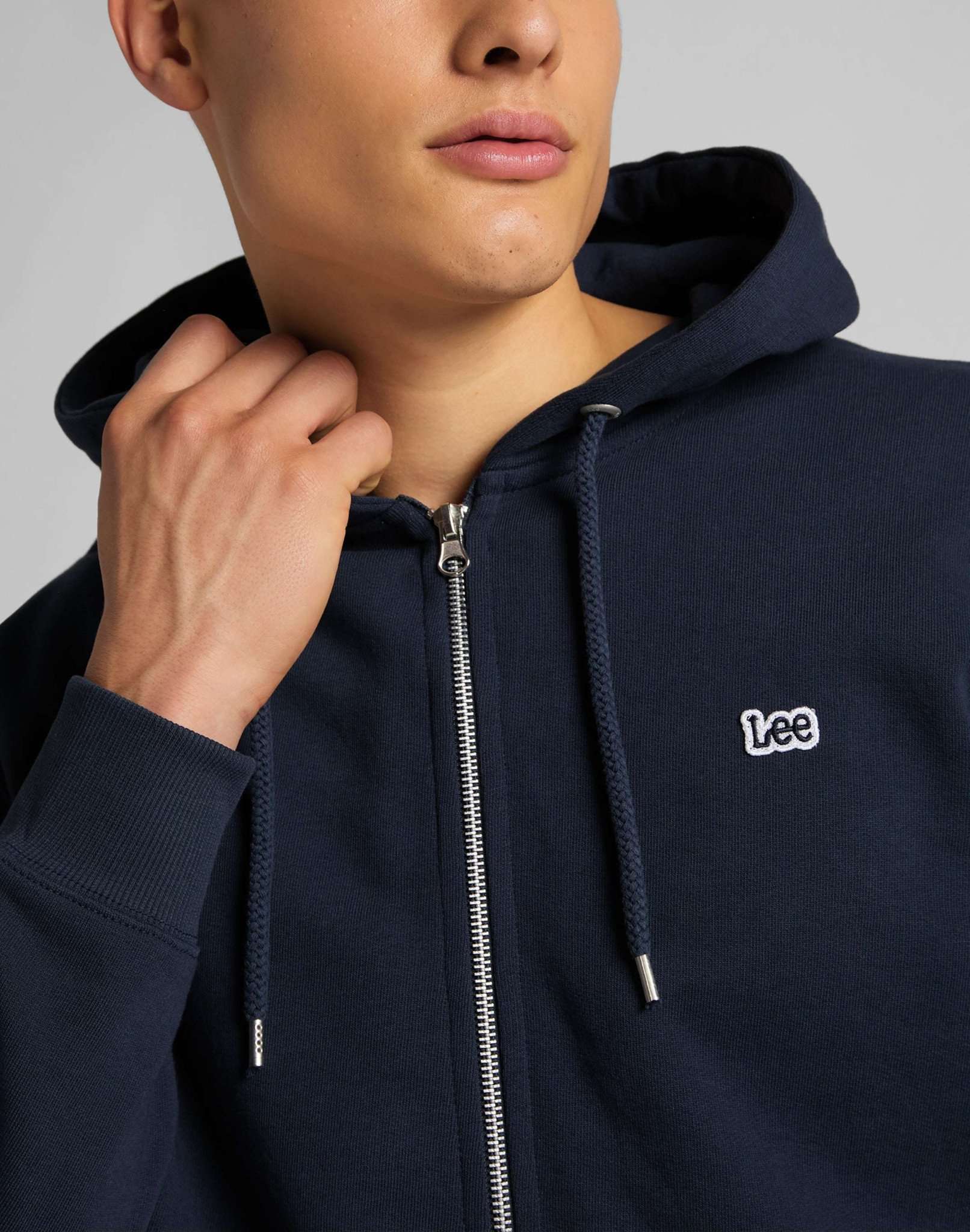 Felpa con cappuccio Basic Zip Through in Navy Sweat Jackets Lee   