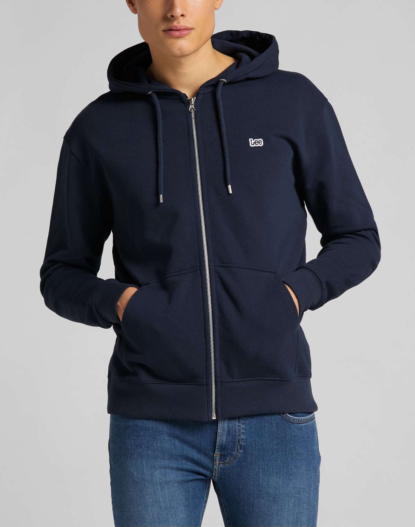 Felpa con cappuccio Basic Zip Through in Navy Sweat Jackets Lee   