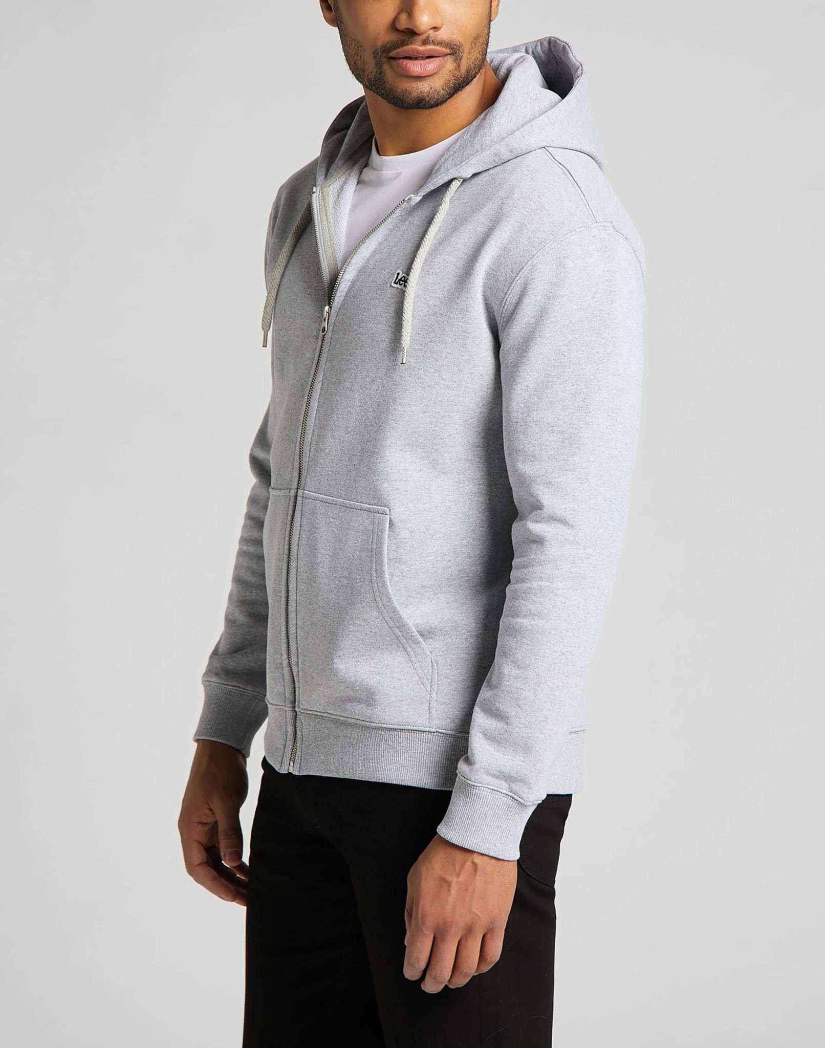 Felpa con cappuccio Basic Zip Through in grigio melange Lee   