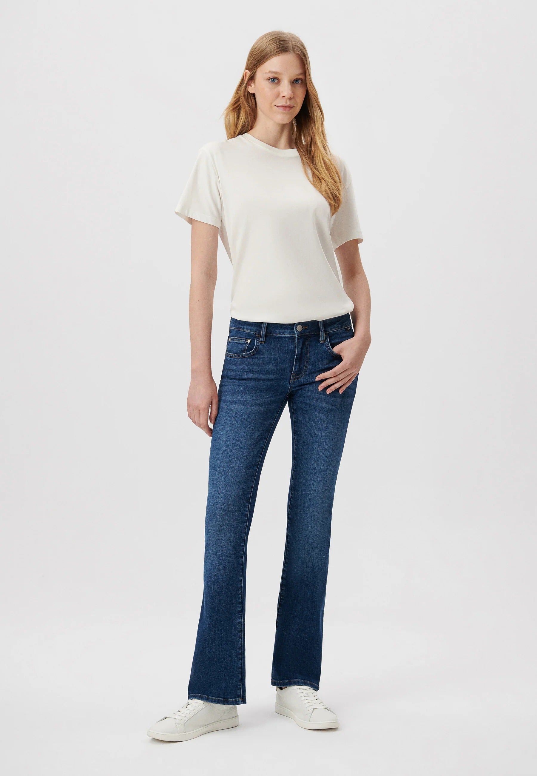 Bella - Jeans a vita media in strass spazzolato scuro Mavi